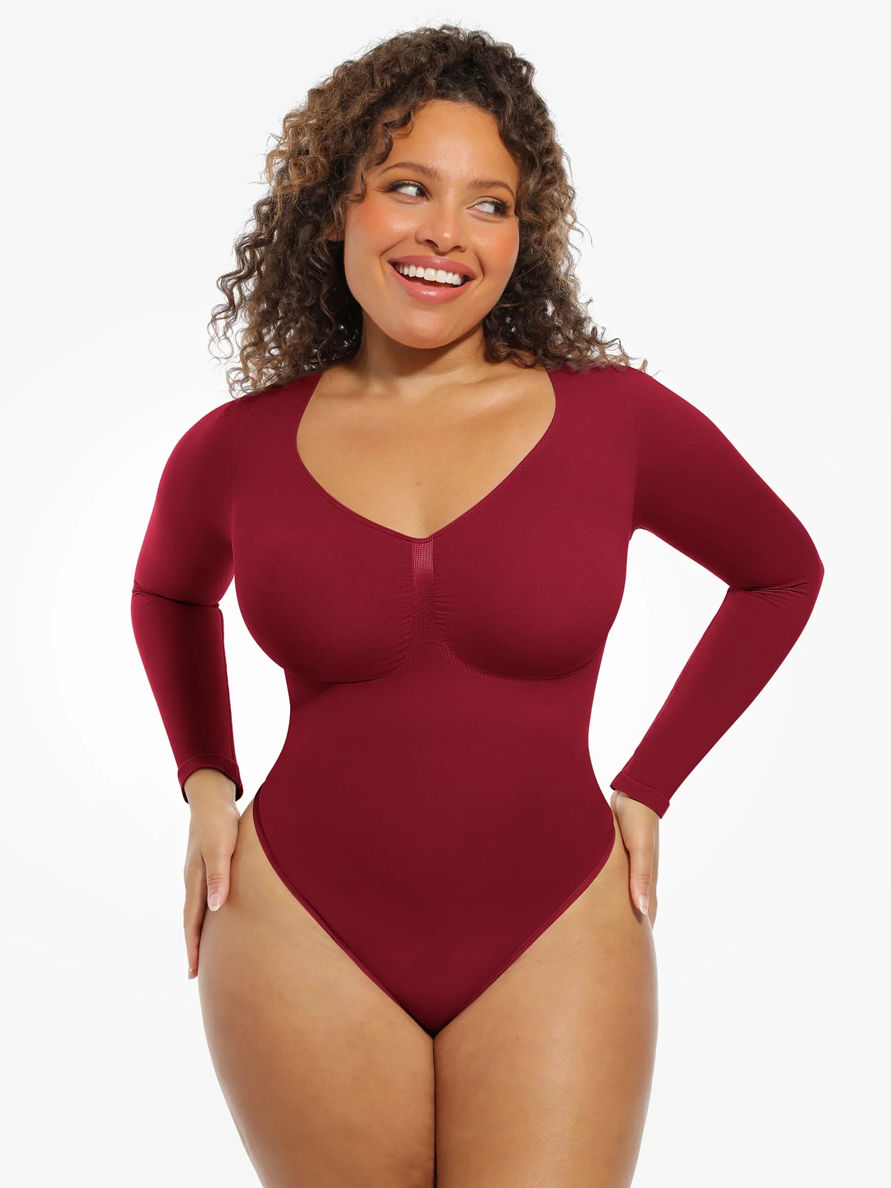 Feelingirl Seamless Supportive Long Sleeve Tummy Control Bodysuit [BOGO]