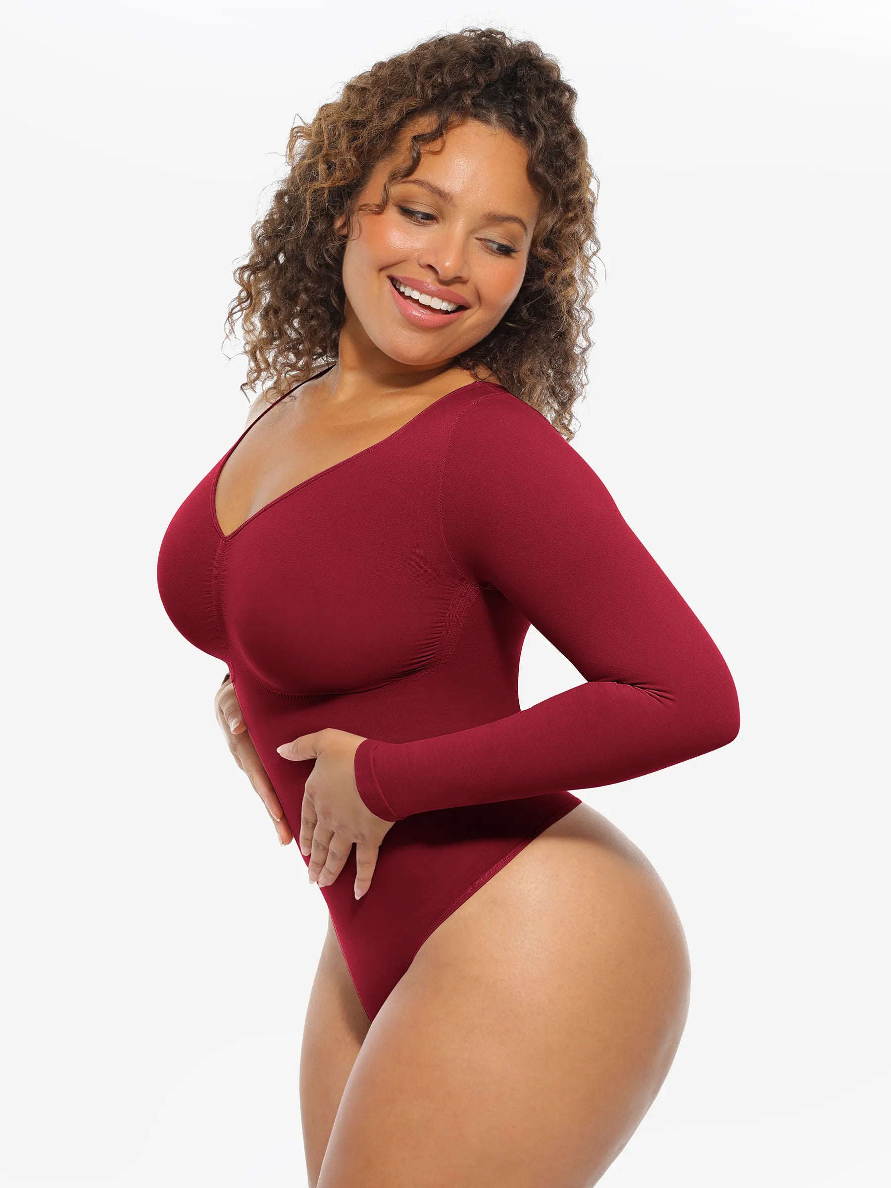 Feelingirl Seamless Supportive Long Sleeve Tummy Control Bodysuit [BOGO]
