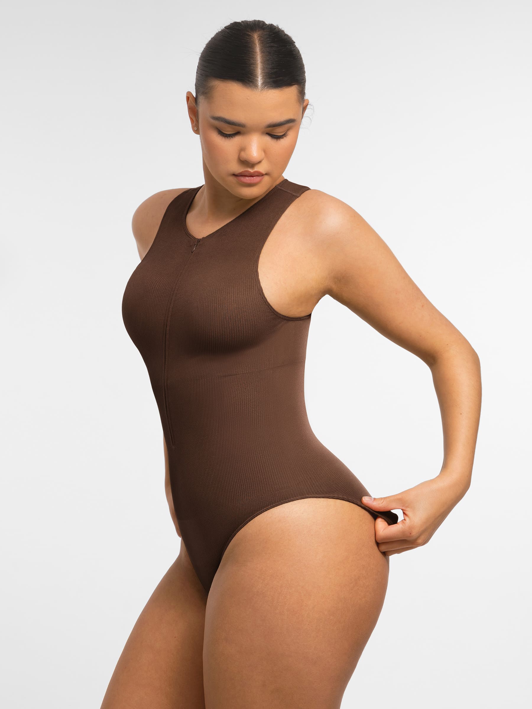 Feelingirl Seamless Tummy Control Invisible Zipper Shaping Bodysuit