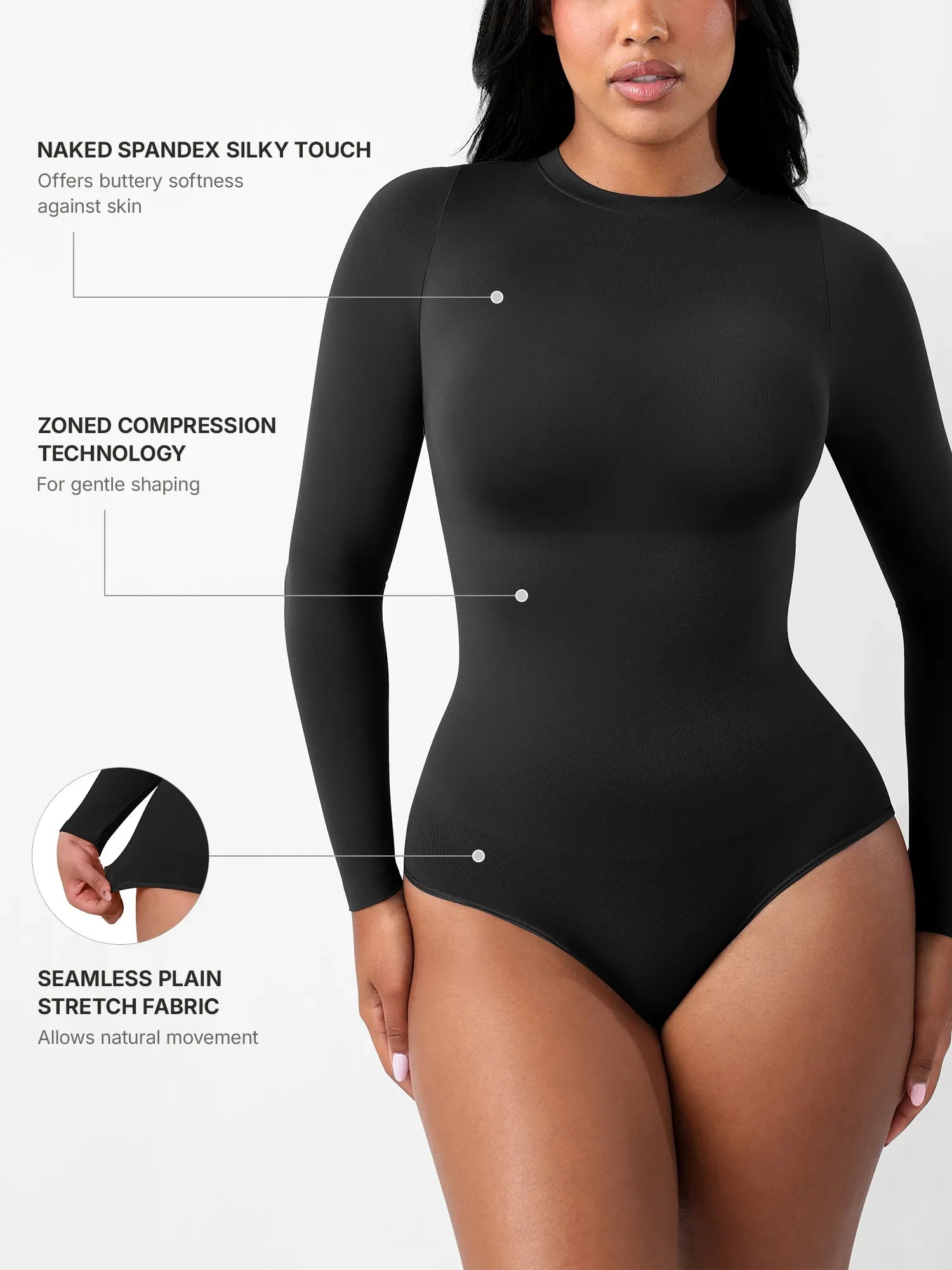 Feelingirl Seamless Ultra-Soft Long-Sleeve Bodysuit [BOGO]