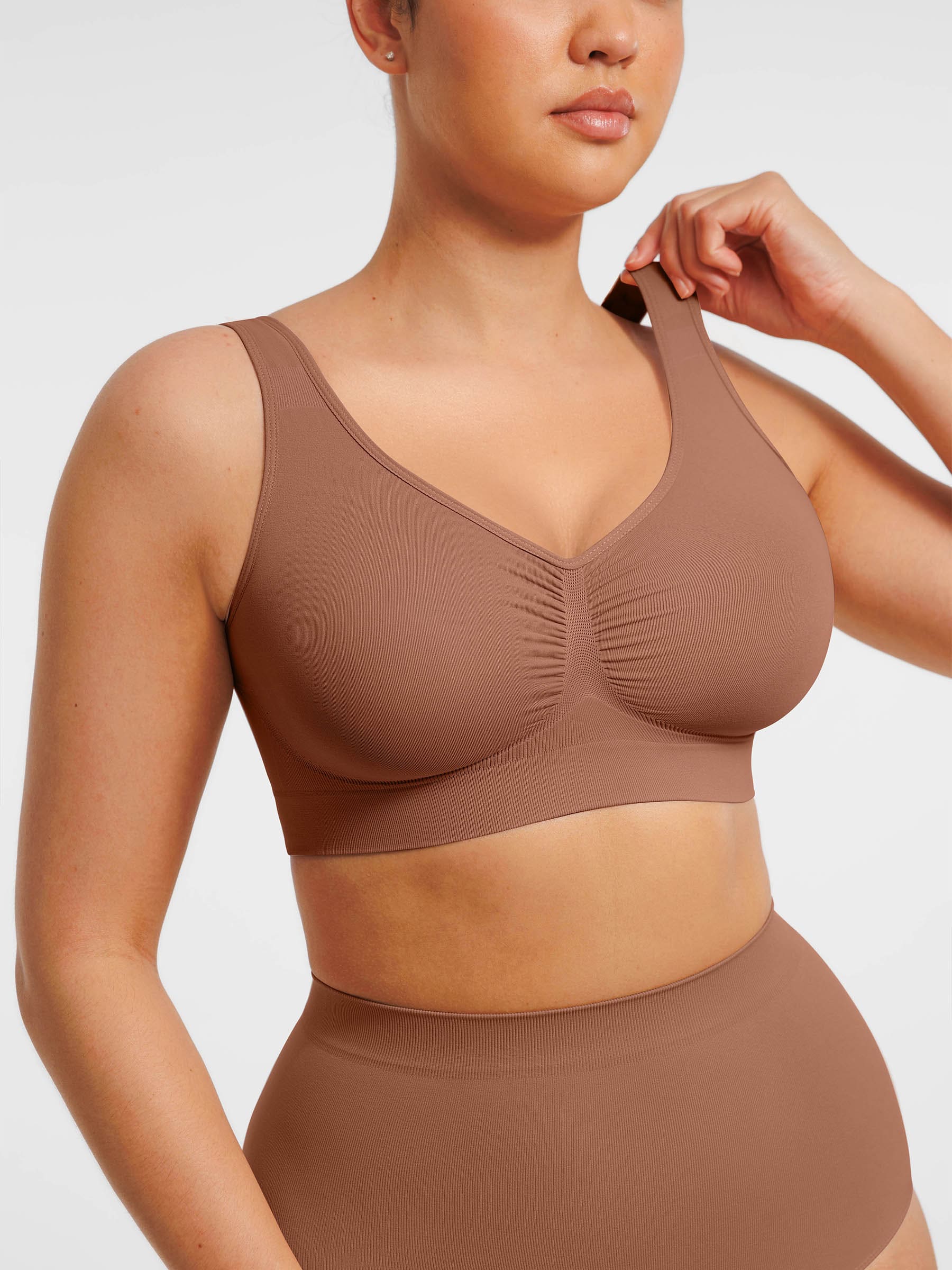 Feelingirl Seamless Wide Straps Bra  & Seamless Tummy Control Brief Set