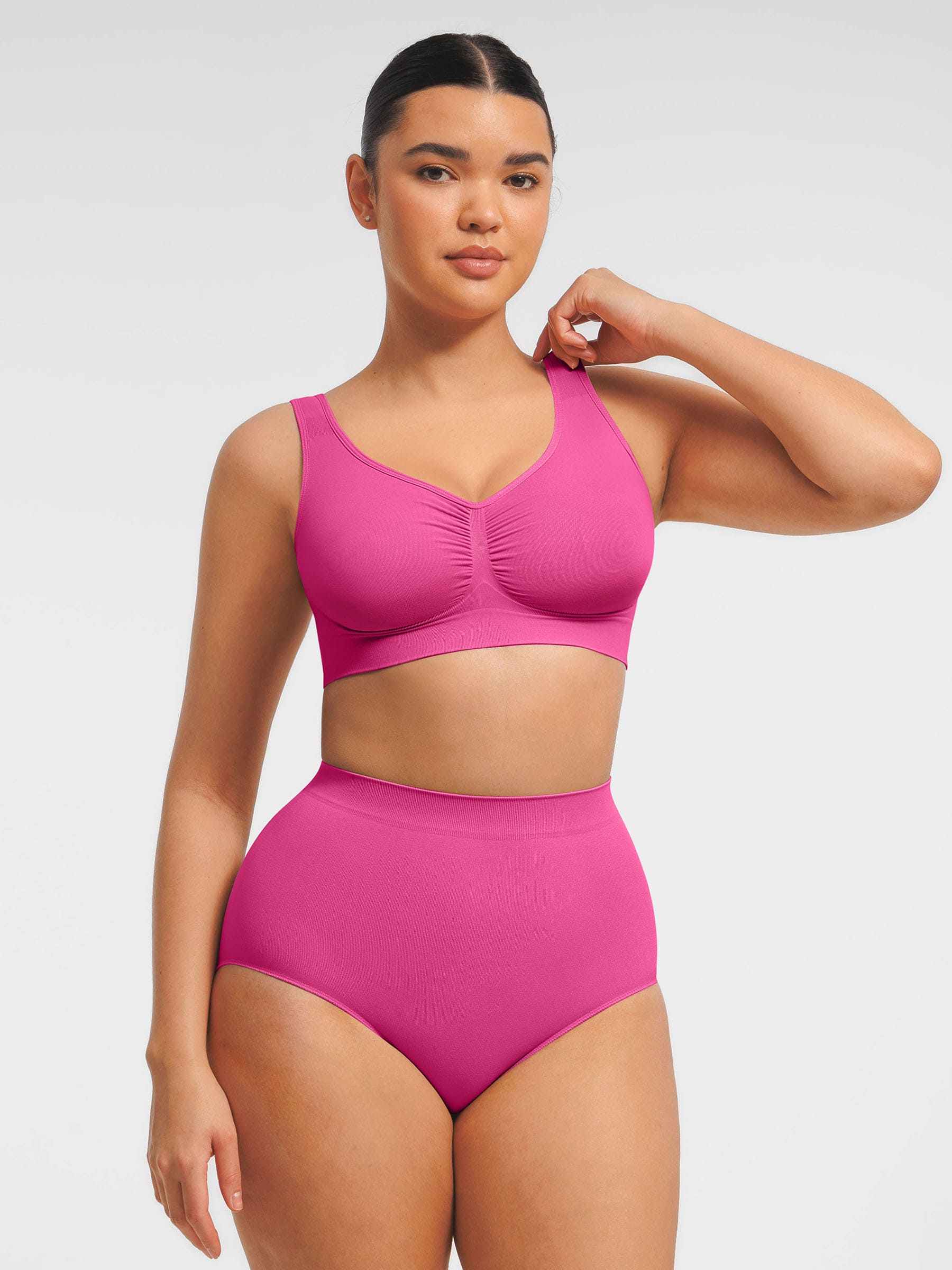 Feelingirl Seamless Wide Straps Bra  & Seamless Tummy Control Brief Set