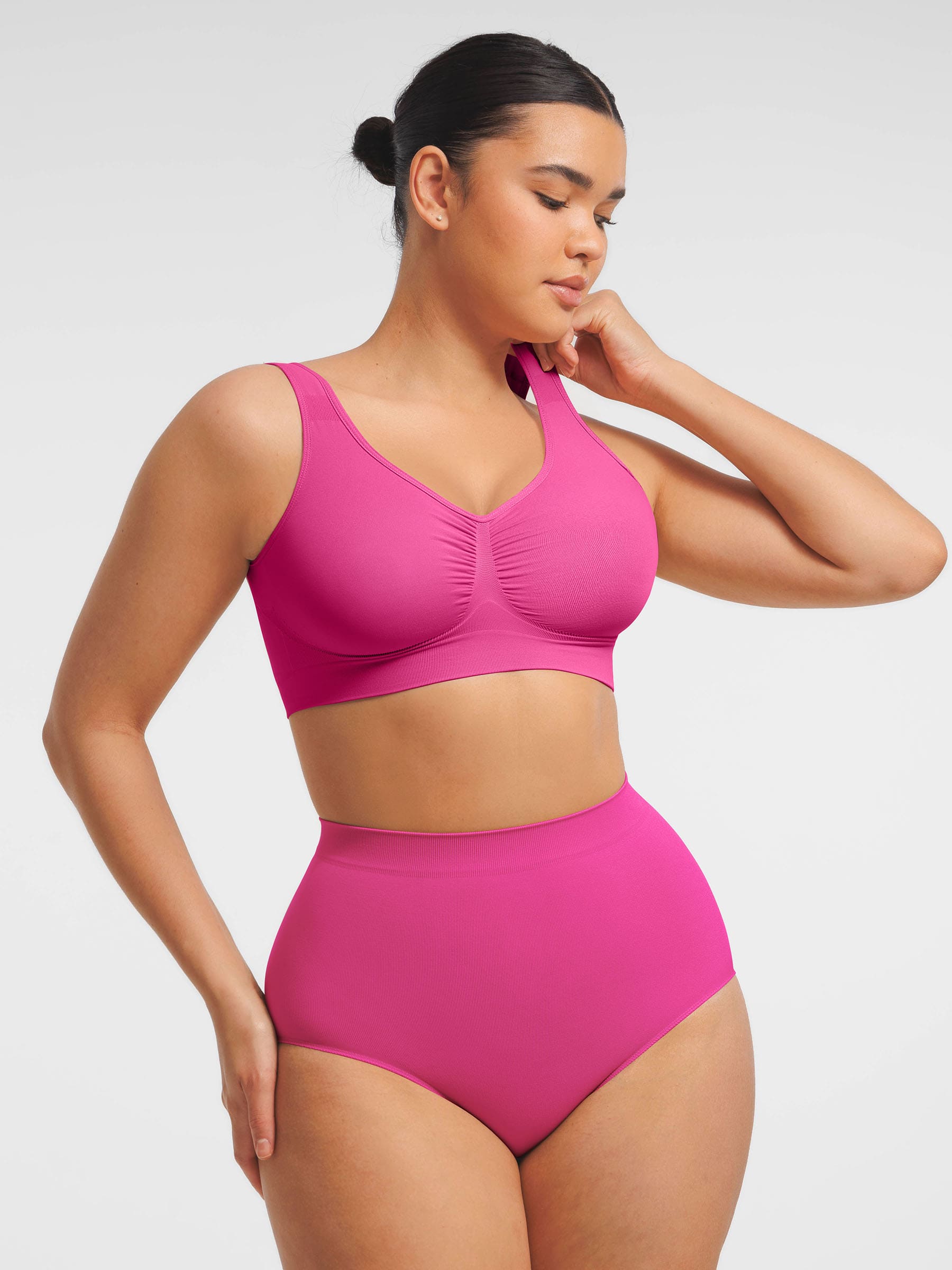 Feelingirl Seamless Wide Straps Bra  & Seamless Tummy Control Brief Set