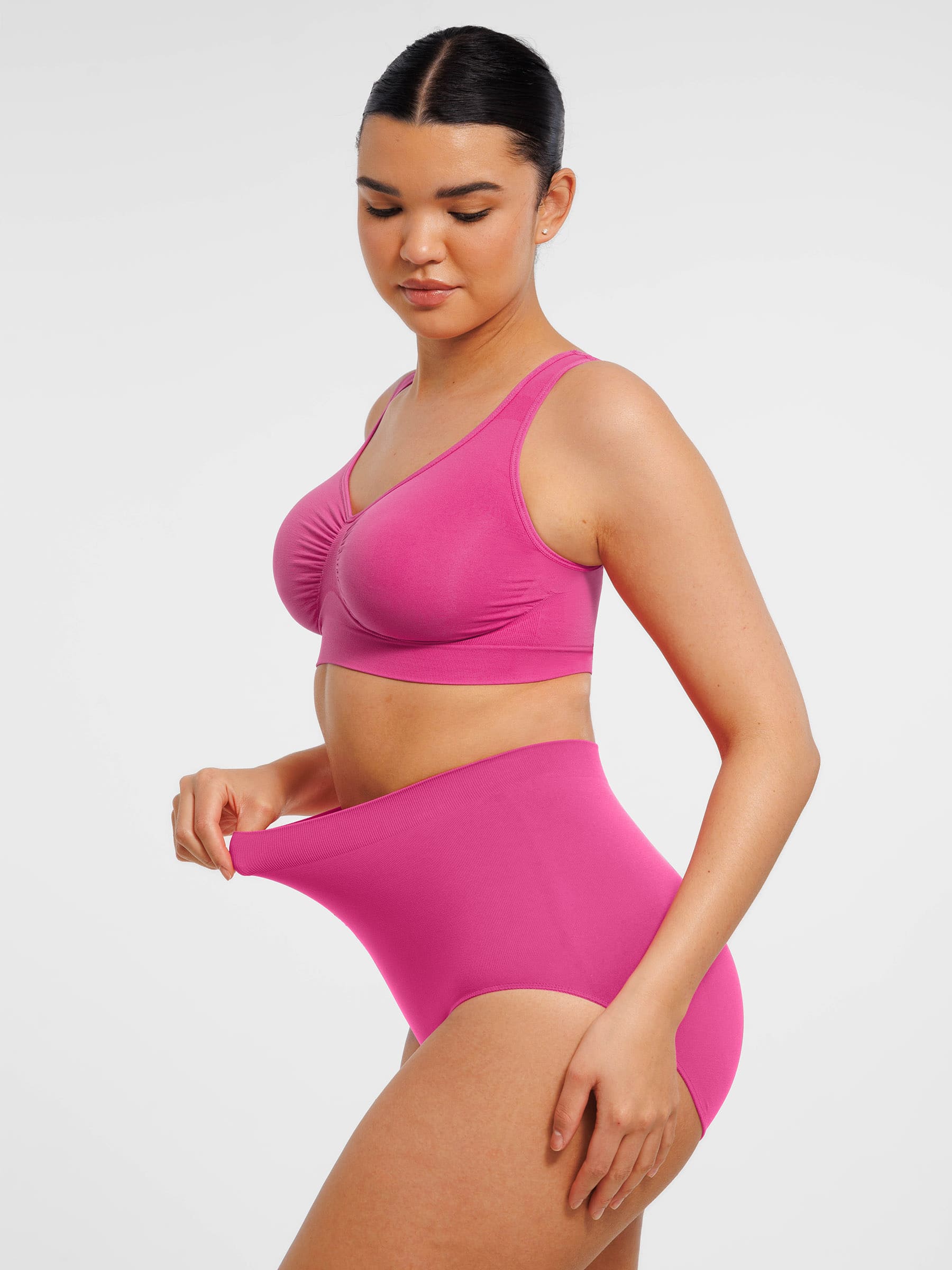 Feelingirl Seamless Wide Straps Bra  & Seamless Tummy Control Brief Set