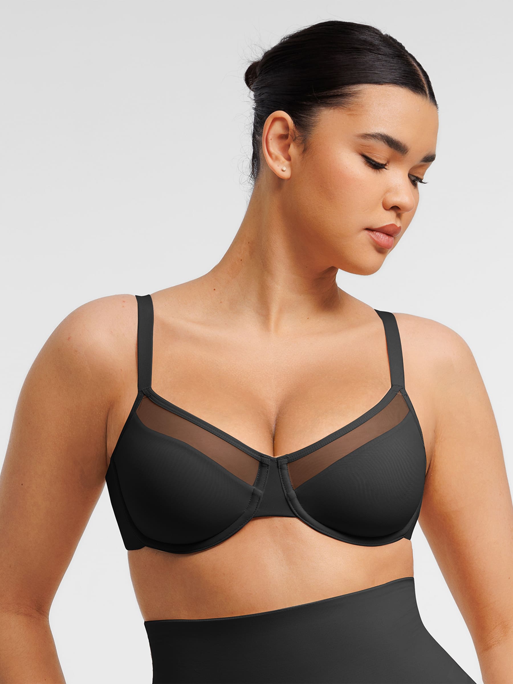 Feelingirl Sheer Mesh Full Coverage Unpadded Underwire Bra