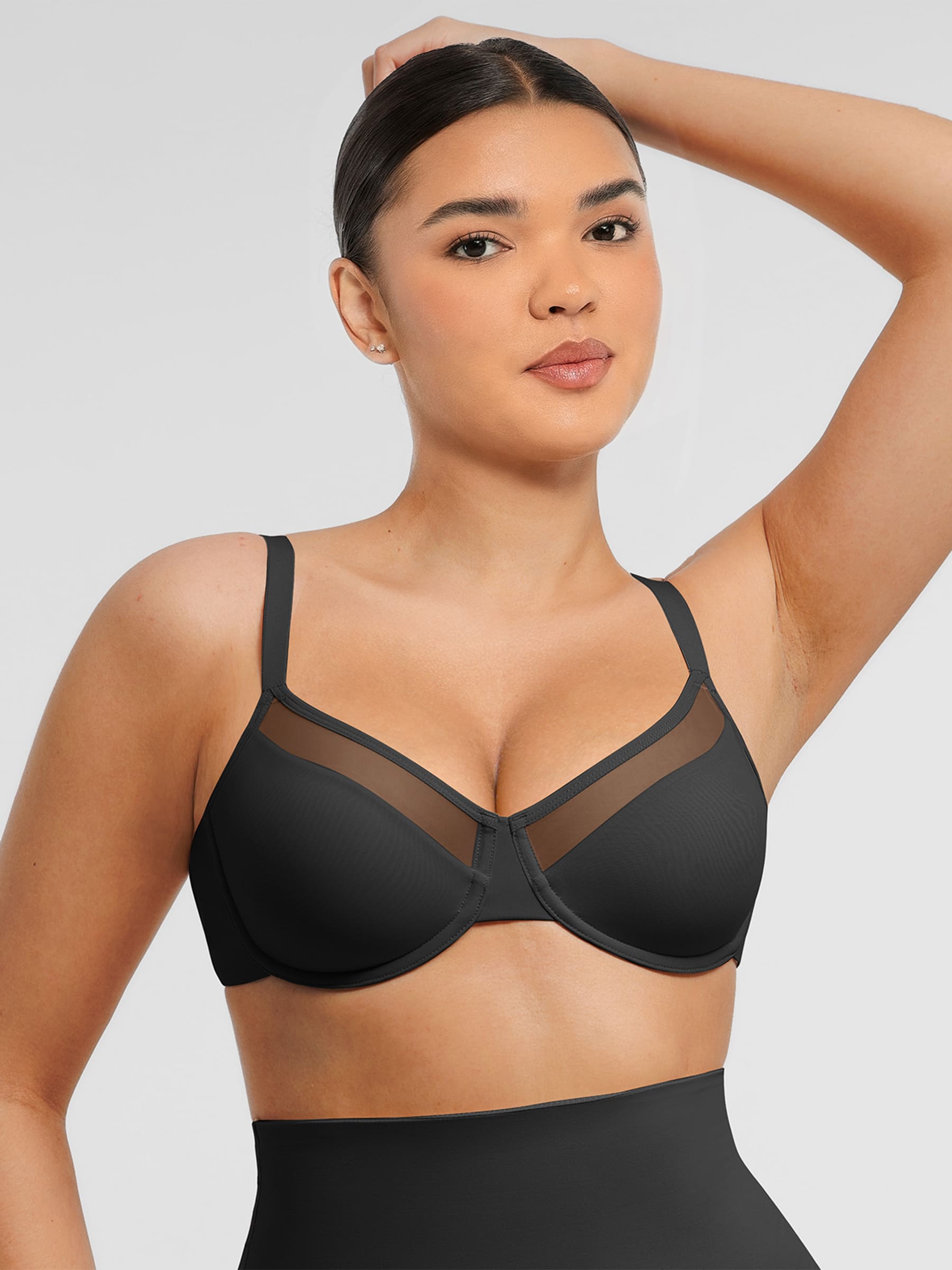 Feelingirl Sheer Mesh Full Coverage Unpadded Underwire Bra