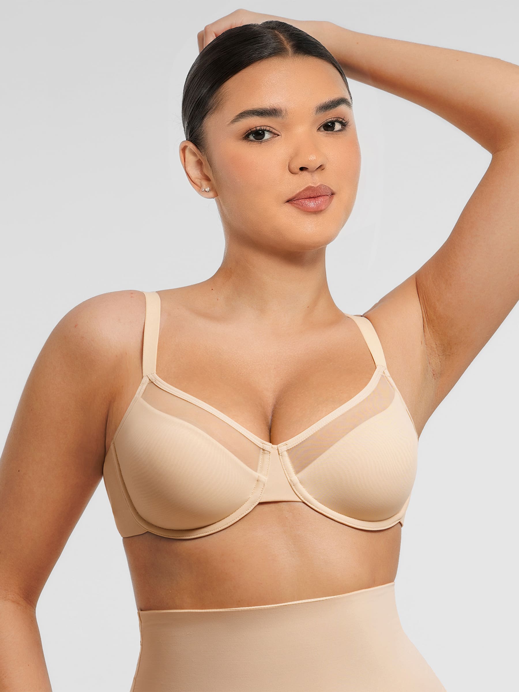 Feelingirl Sheer Mesh Full Coverage Unpadded Underwire Bra