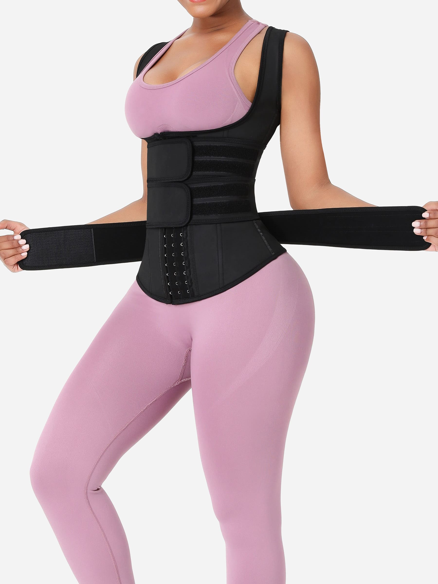 Divinegirl Triple Belt Rubber Vest Sport Girdle Waist Trainer
