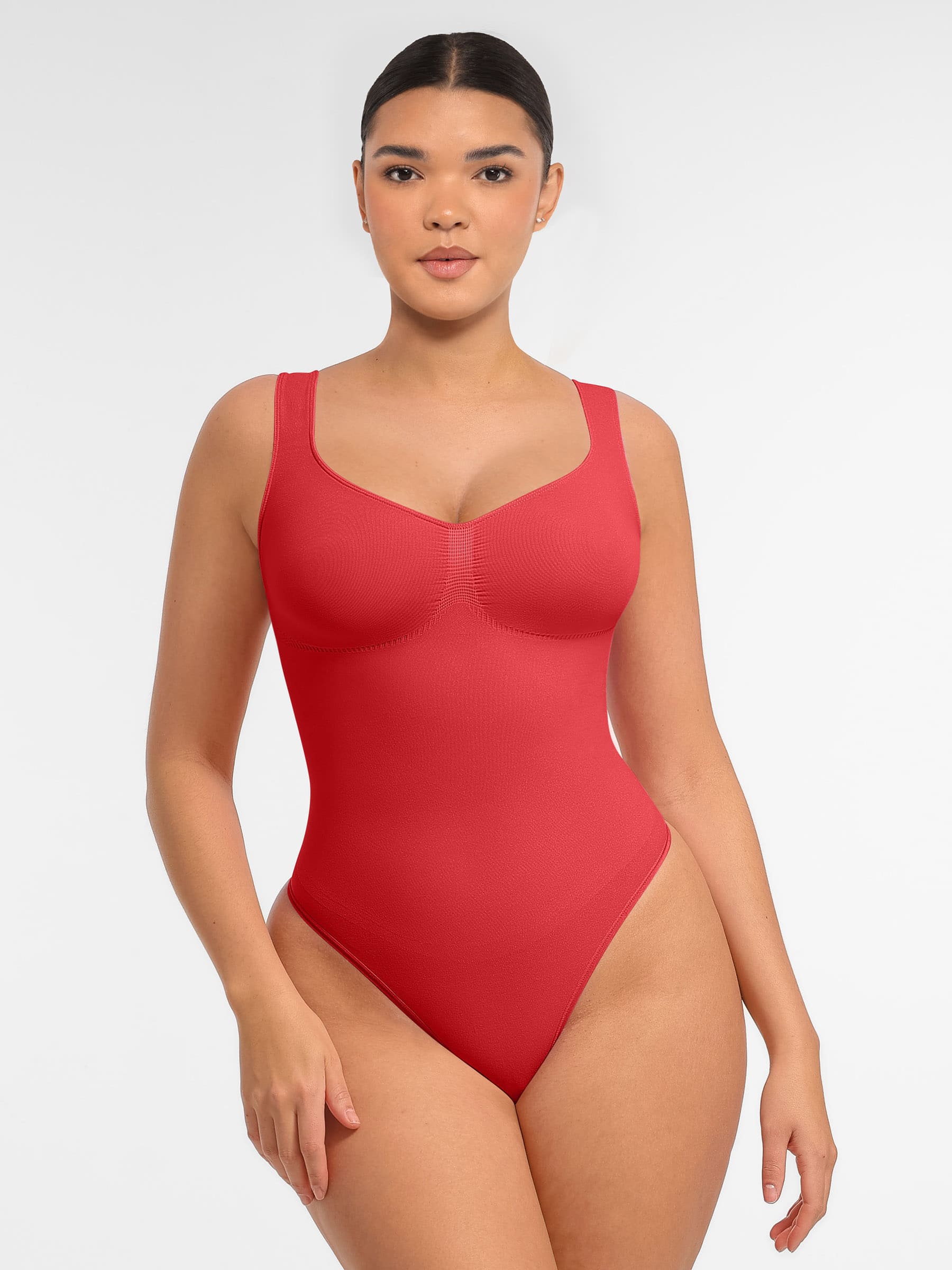 Feelingirl Tummy Control Seamless Wide Strap Bodysuit