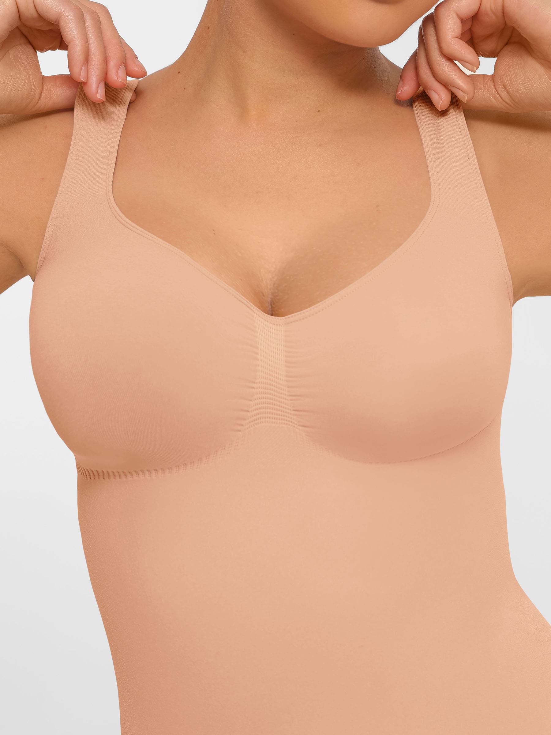 Feelingirl Tummy Control Seamless Wide Strap Bodysuit