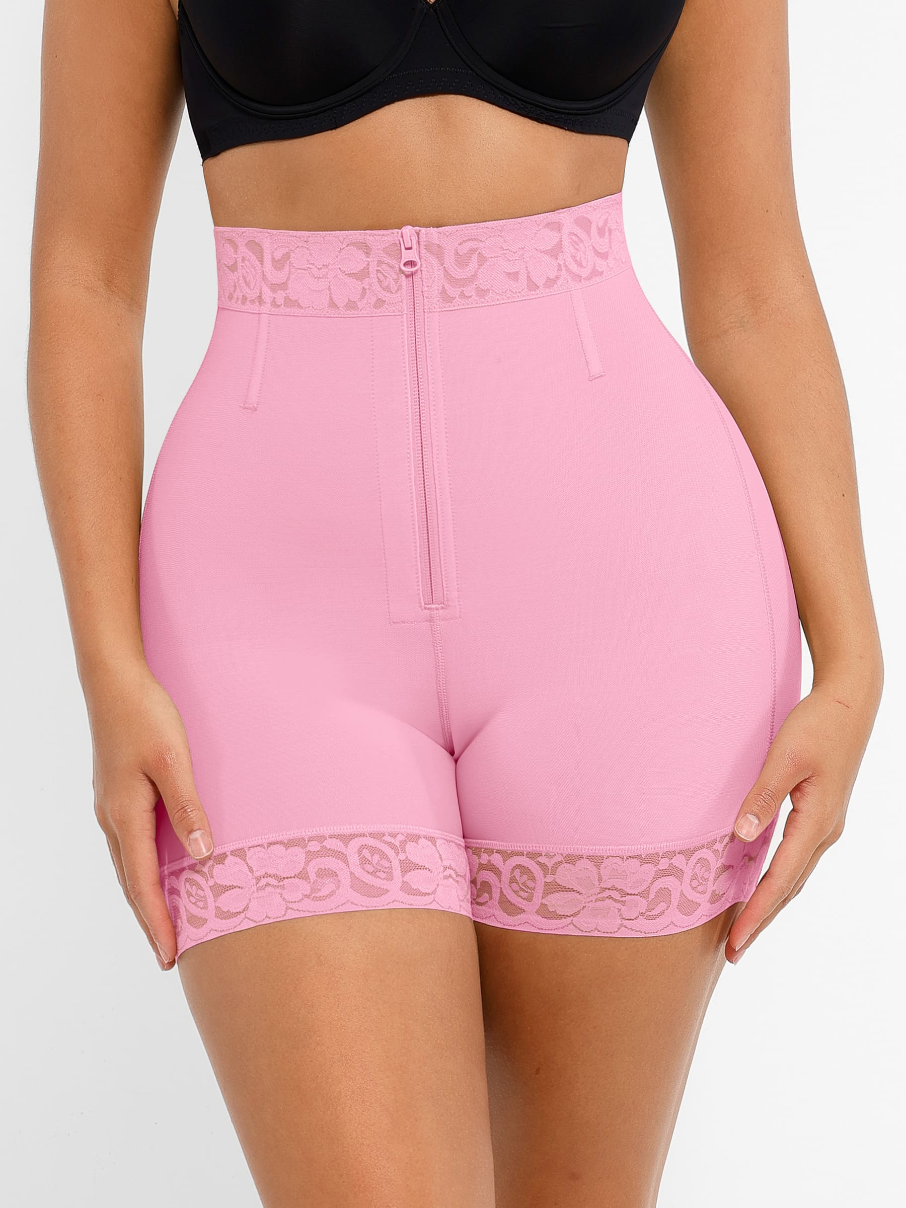 Feelingirl Tummy Control Shaping Shorts Butt Lifter with Clasps and Zipper