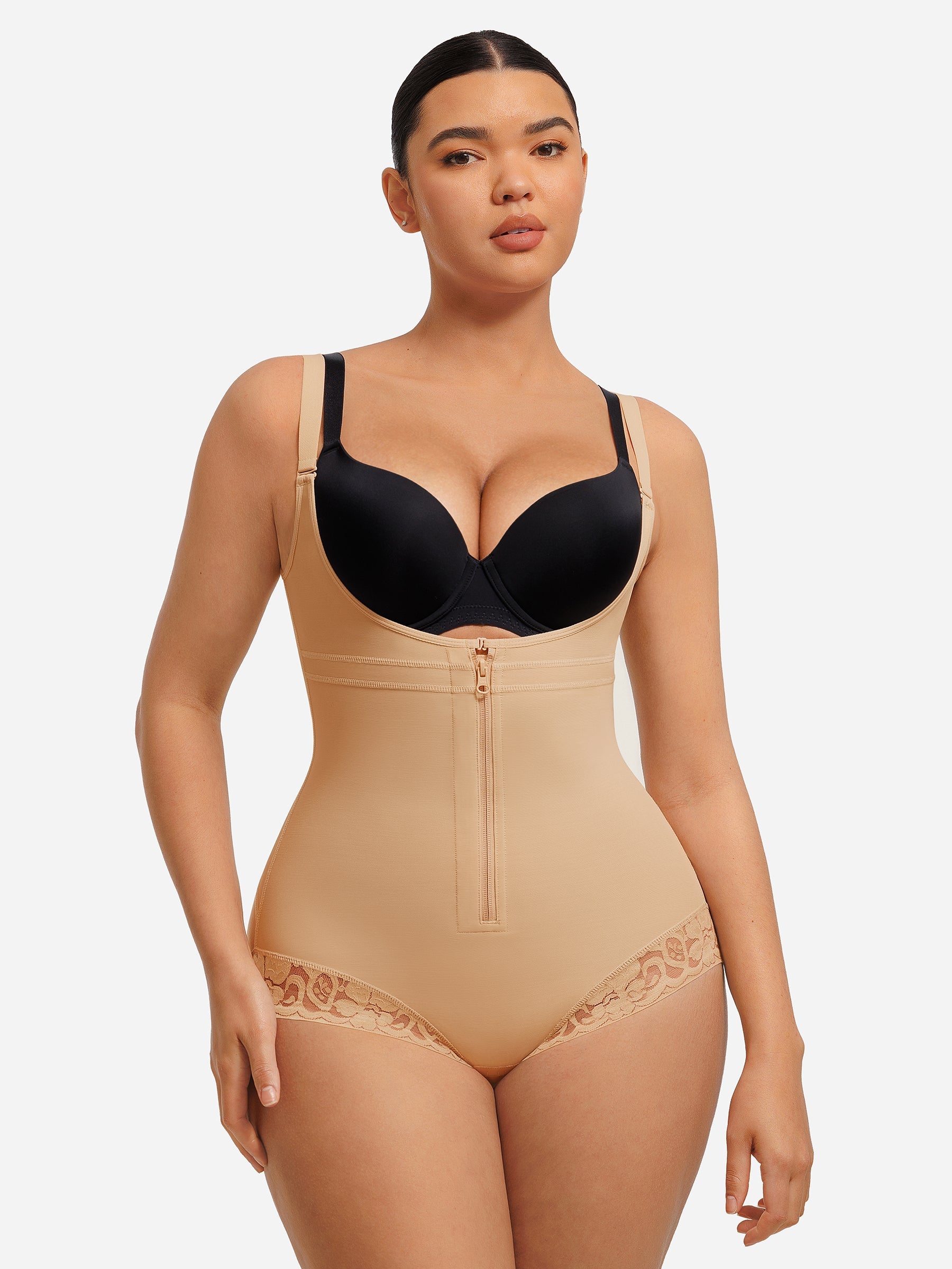 Feelingirl U-Plunge Front Adjustable Zipper Shapewear