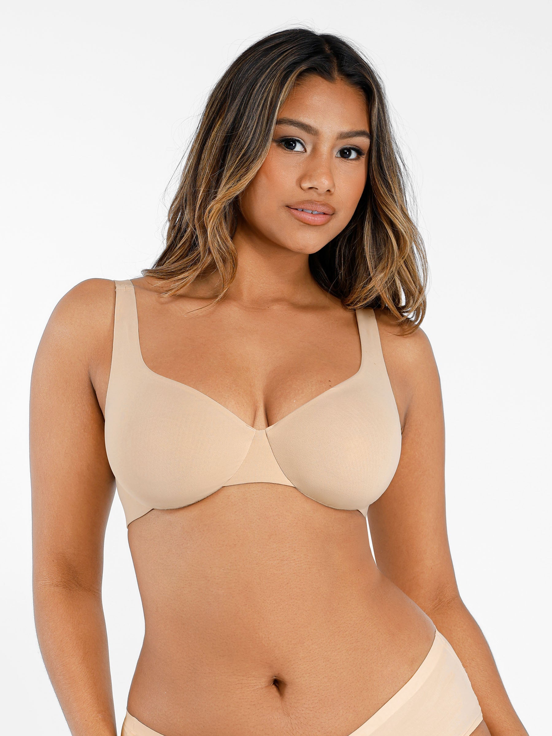 Feelingirl Underwire Adjustable Deep V-neck Bra