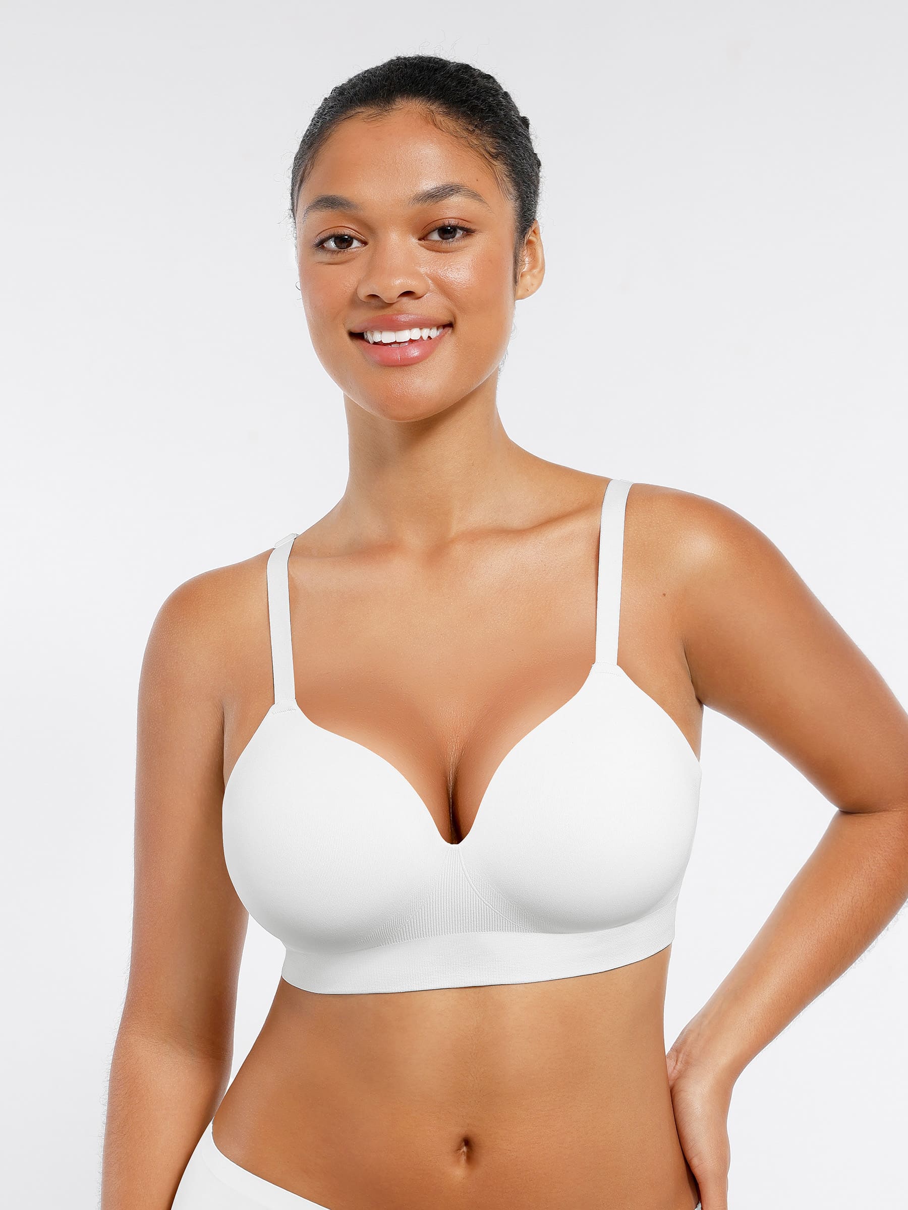 Feelingirl Wireless Seamless Push-Up V-neck Bra