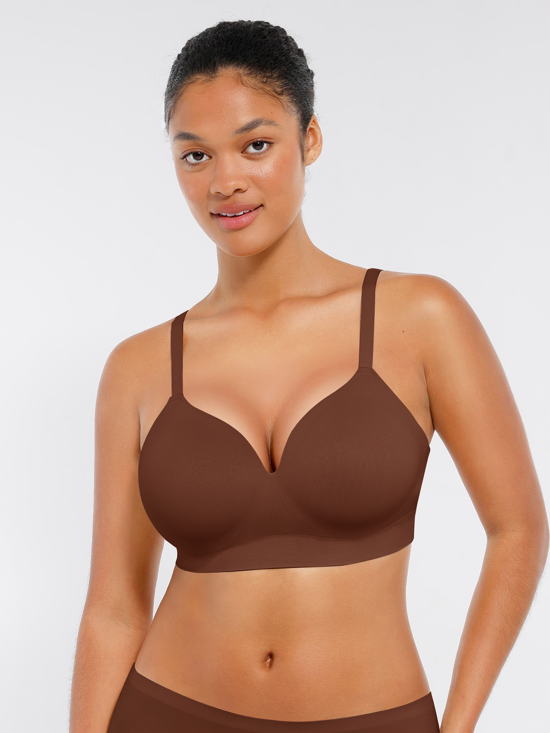 Feelingirl Wireless Seamless Push-Up V-neck Bra