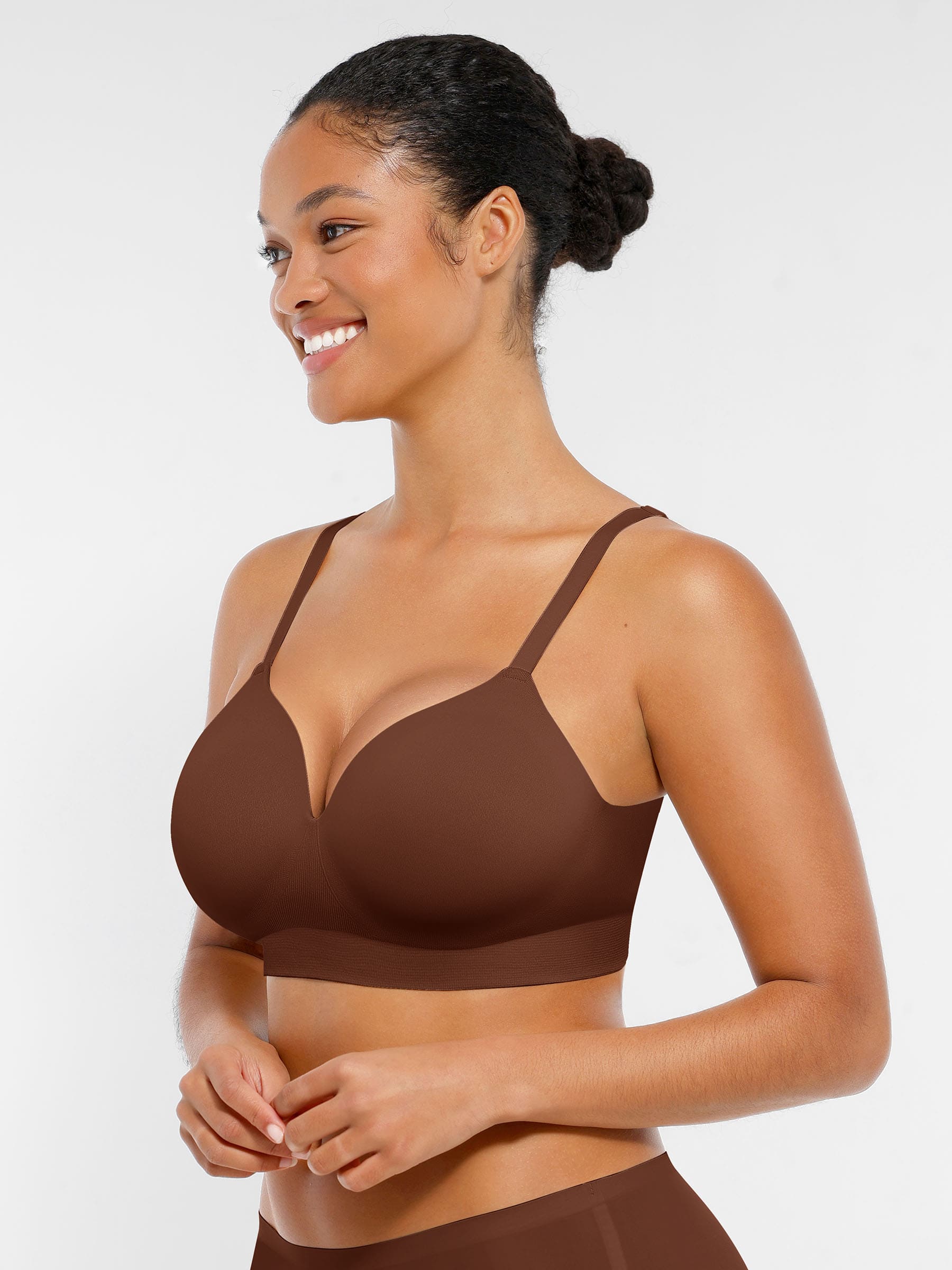 Feelingirl Wireless Seamless Push-Up V-neck Bra