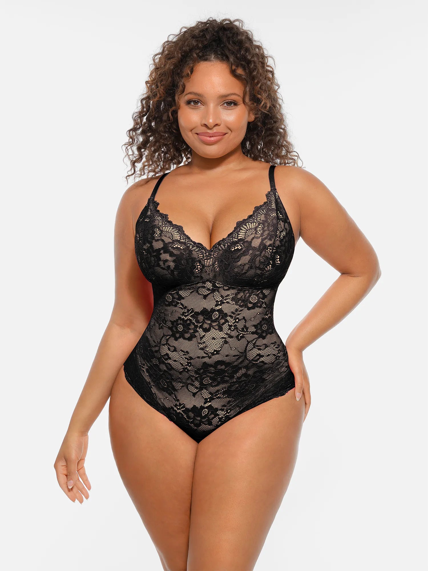 Feelingirl Lace V-Neck Full Body Underwear Bodysuit