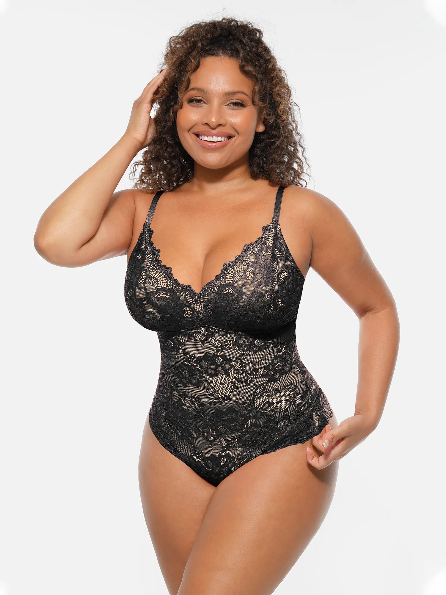 Feelingirl Lace V-Neck Full Body Underwear Bodysuit