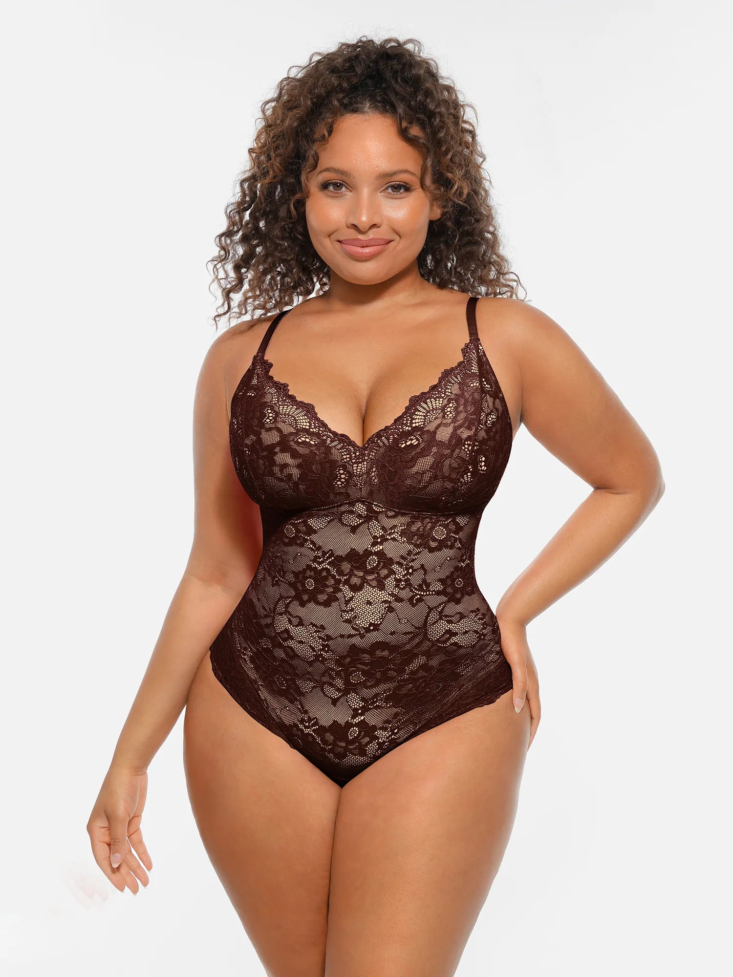 Feelingirl Lace V-Neck Full Body Underwear Bodysuit