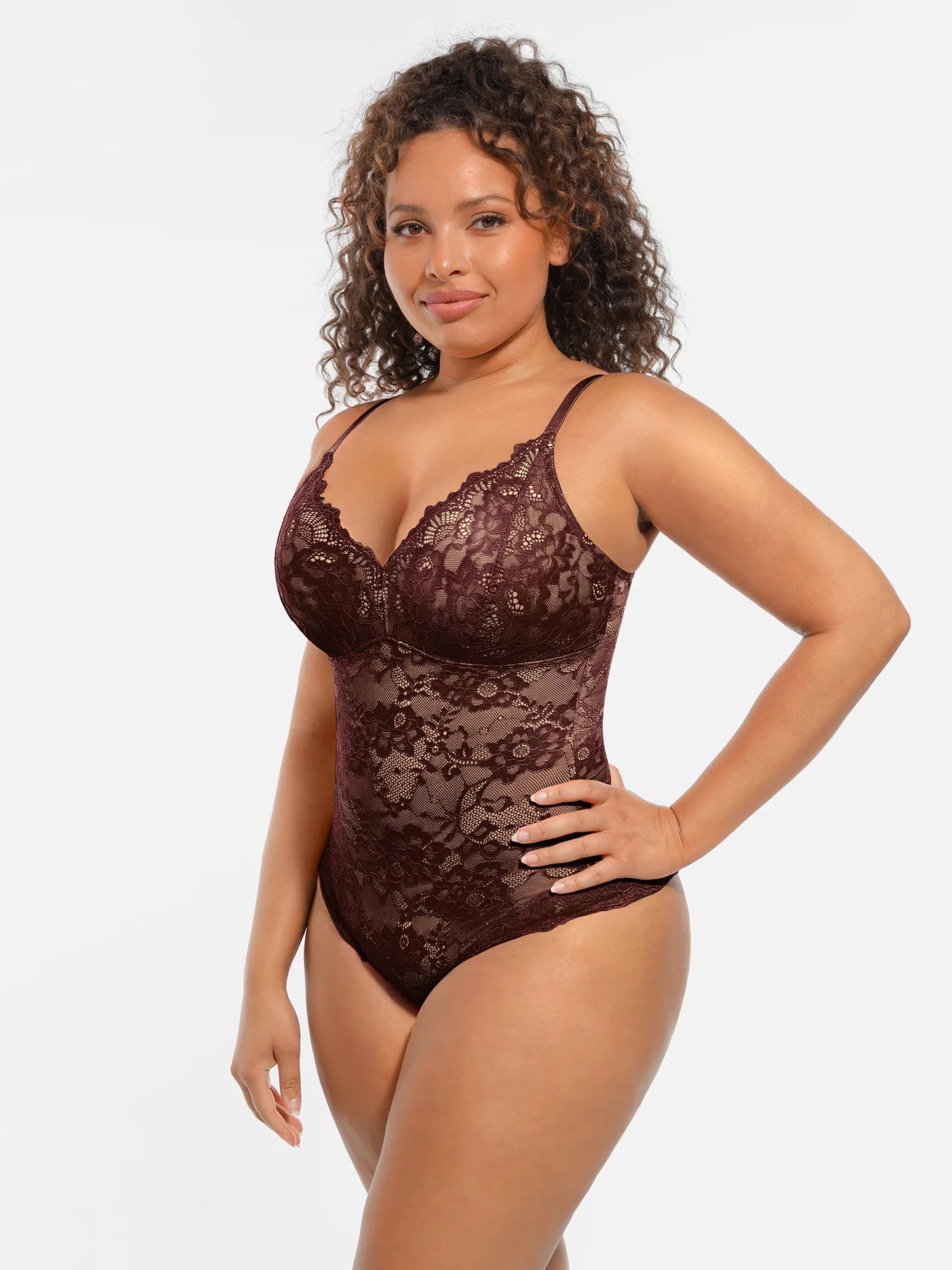 Feelingirl Lace V-Neck Full Body Underwear Bodysuit