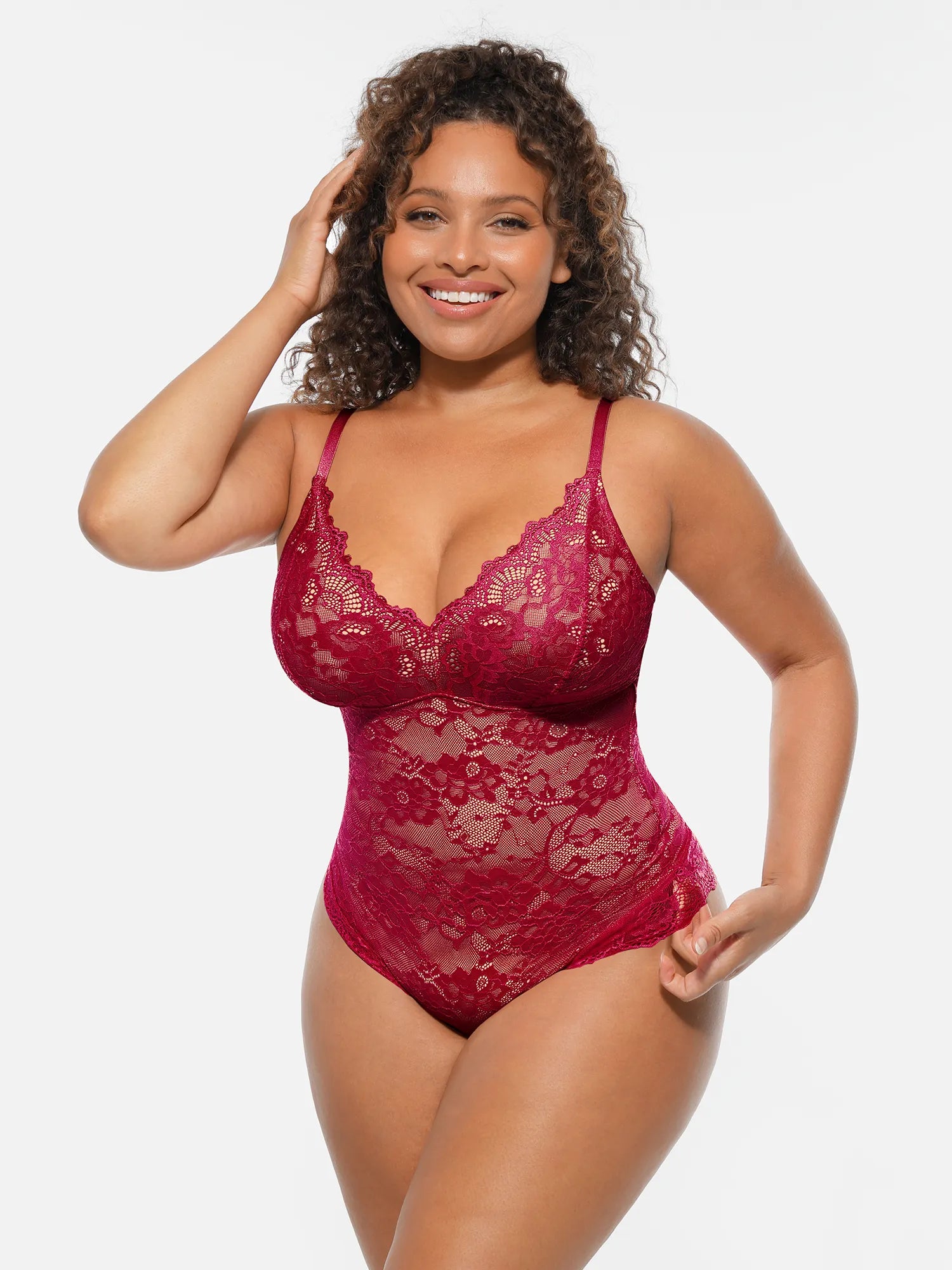 Feelingirl Lace V-Neck Full Body Underwear Bodysuit