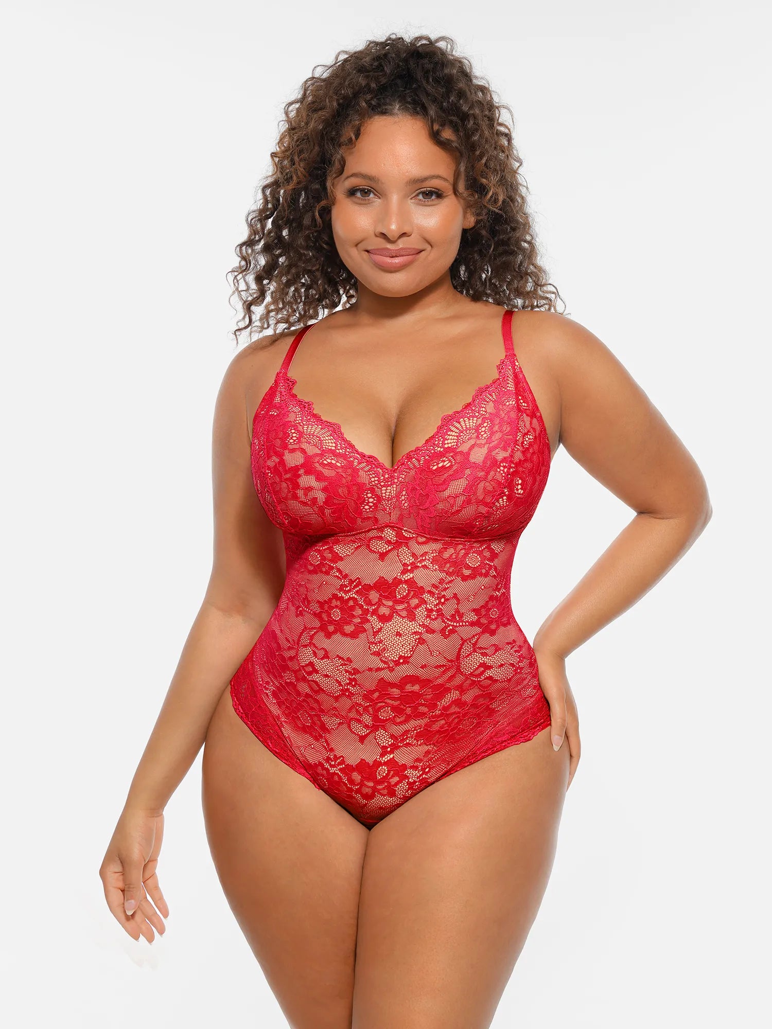 Feelingirl Lace V-Neck Full Body Underwear Bodysuit