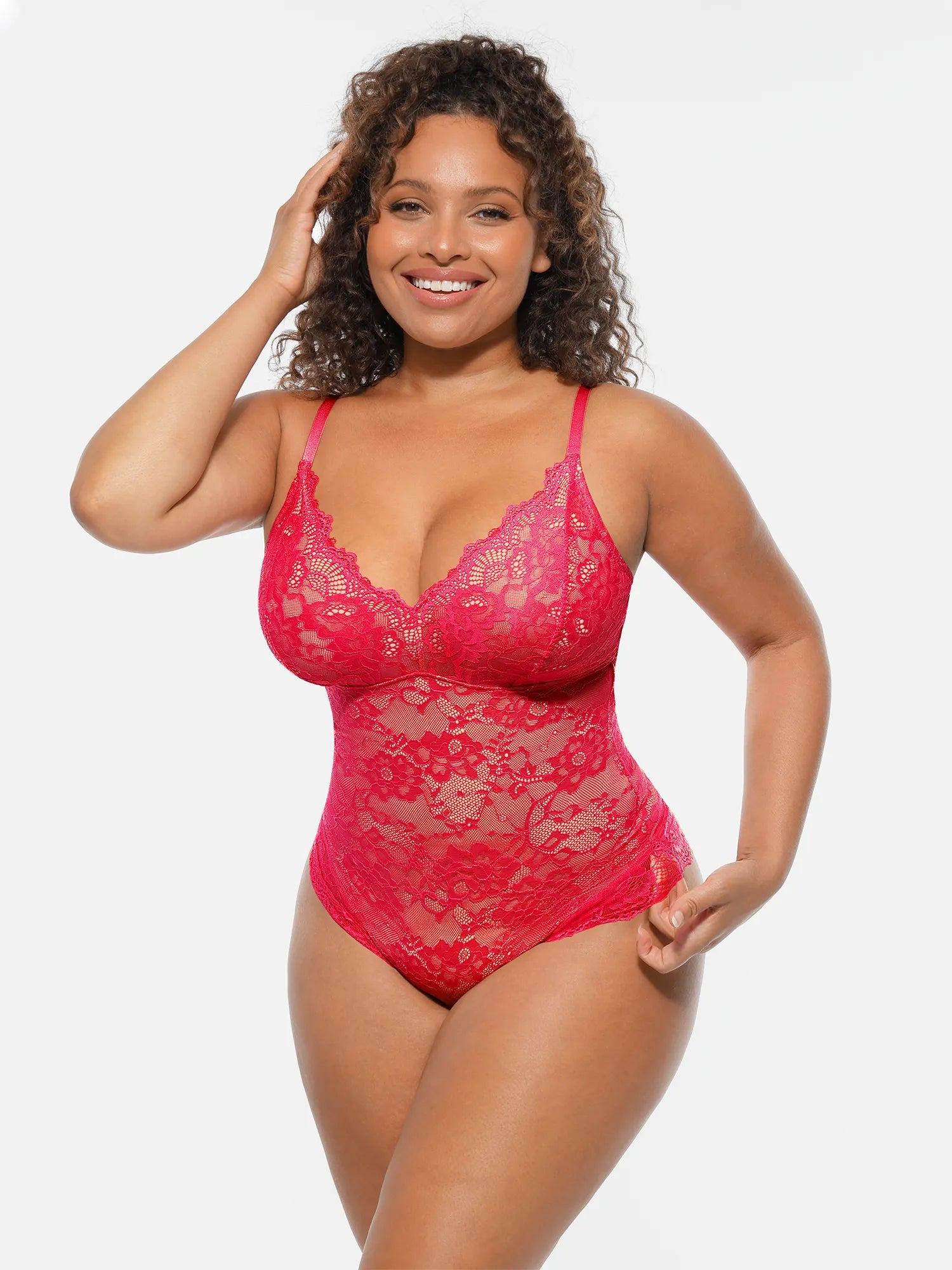 Feelingirl Lace V-Neck Full Body Underwear Bodysuit