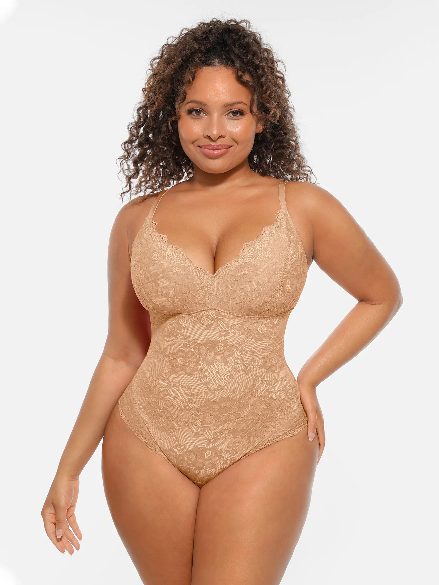 Feelingirl Lace V-Neck Full Body Underwear Bodysuit