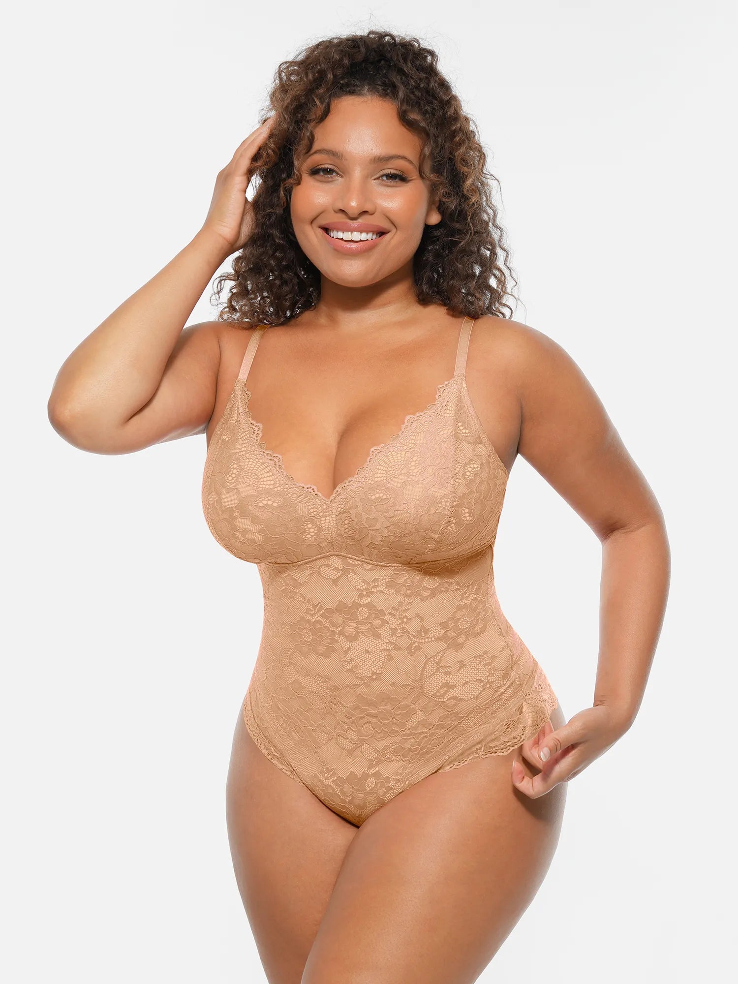 Feelingirl Lace V-Neck Full Body Underwear Bodysuit