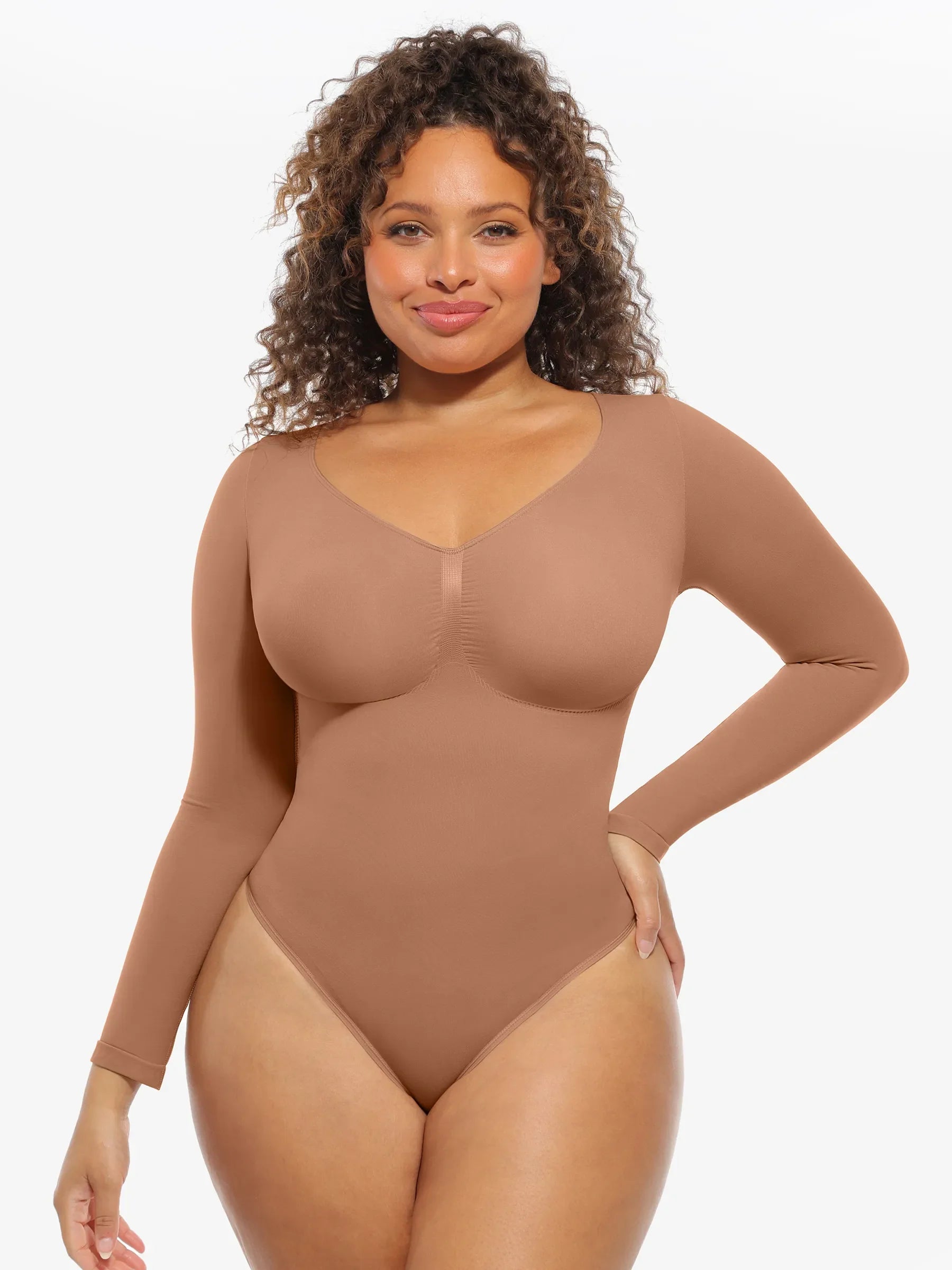 Feelingirl Seamless Supportive Long Sleeve Tummy Control Bodysuit [BOGO]