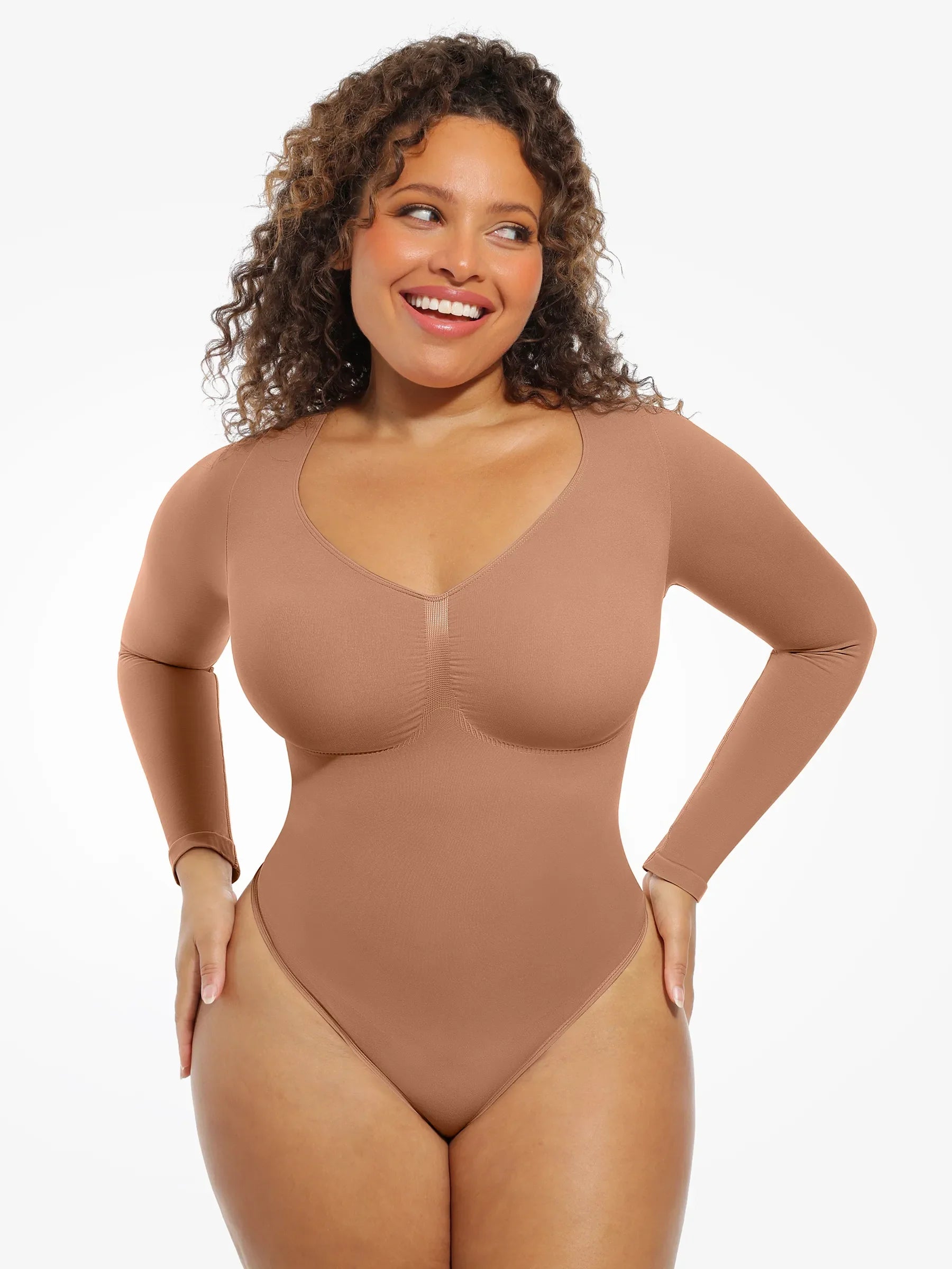 Feelingirl Seamless Supportive Long Sleeve Tummy Control Bodysuit [BOGO]