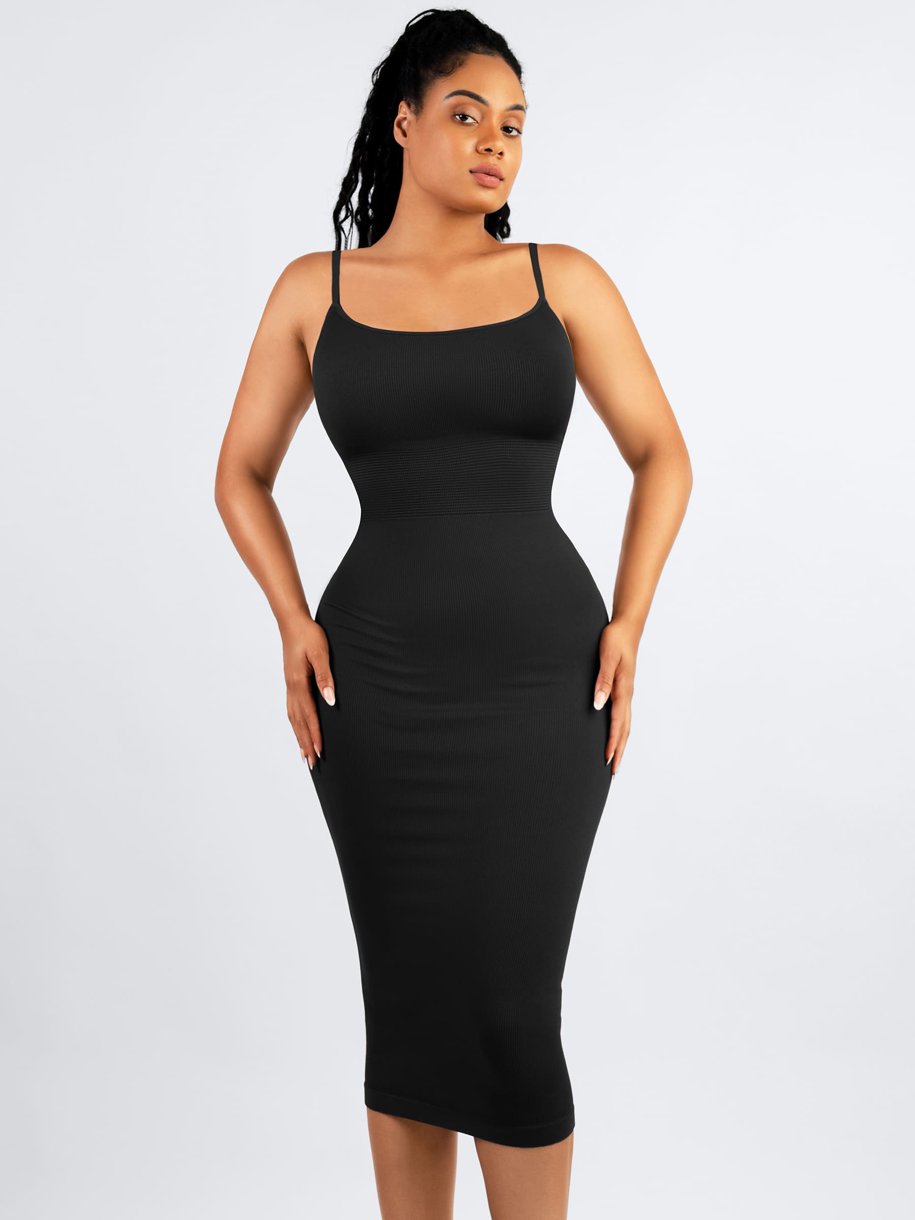 Feelingirl Seamless Shaping Slip Dress with Built-In Bra and Adjustable Straps