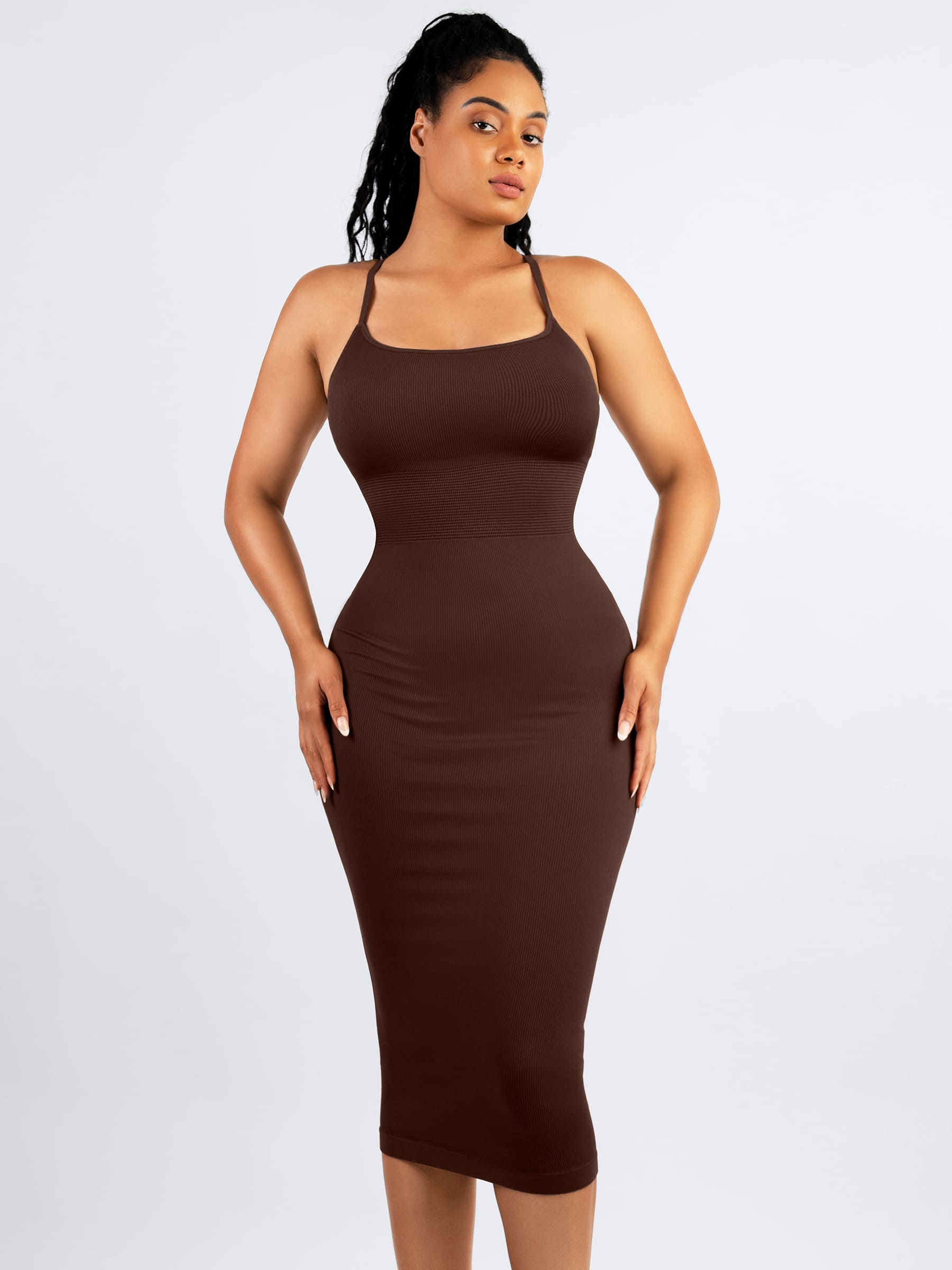Feelingirl Seamless Shaping Slip Dress with Built-In Bra and Adjustable Straps
