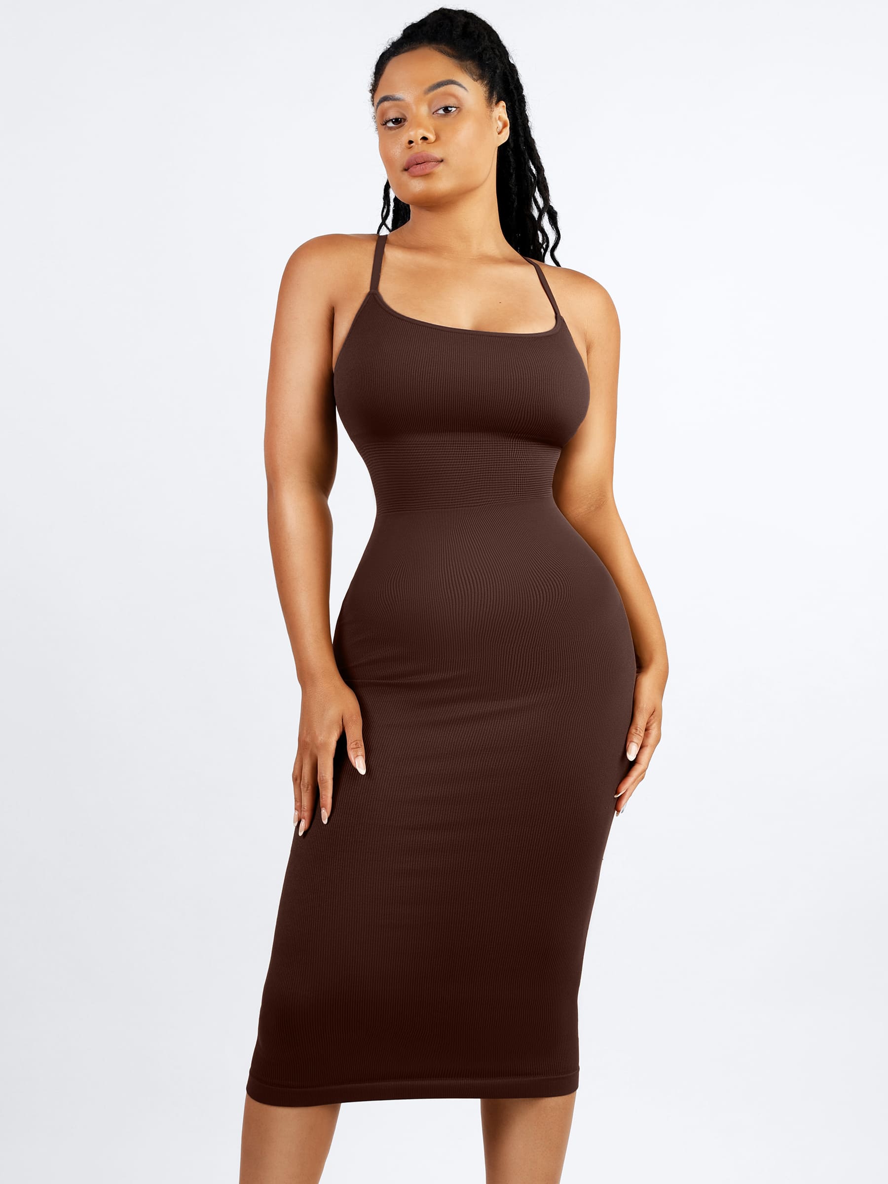 Feelingirl Seamless Shaping Slip Dress with Built-In Bra and Adjustable Straps