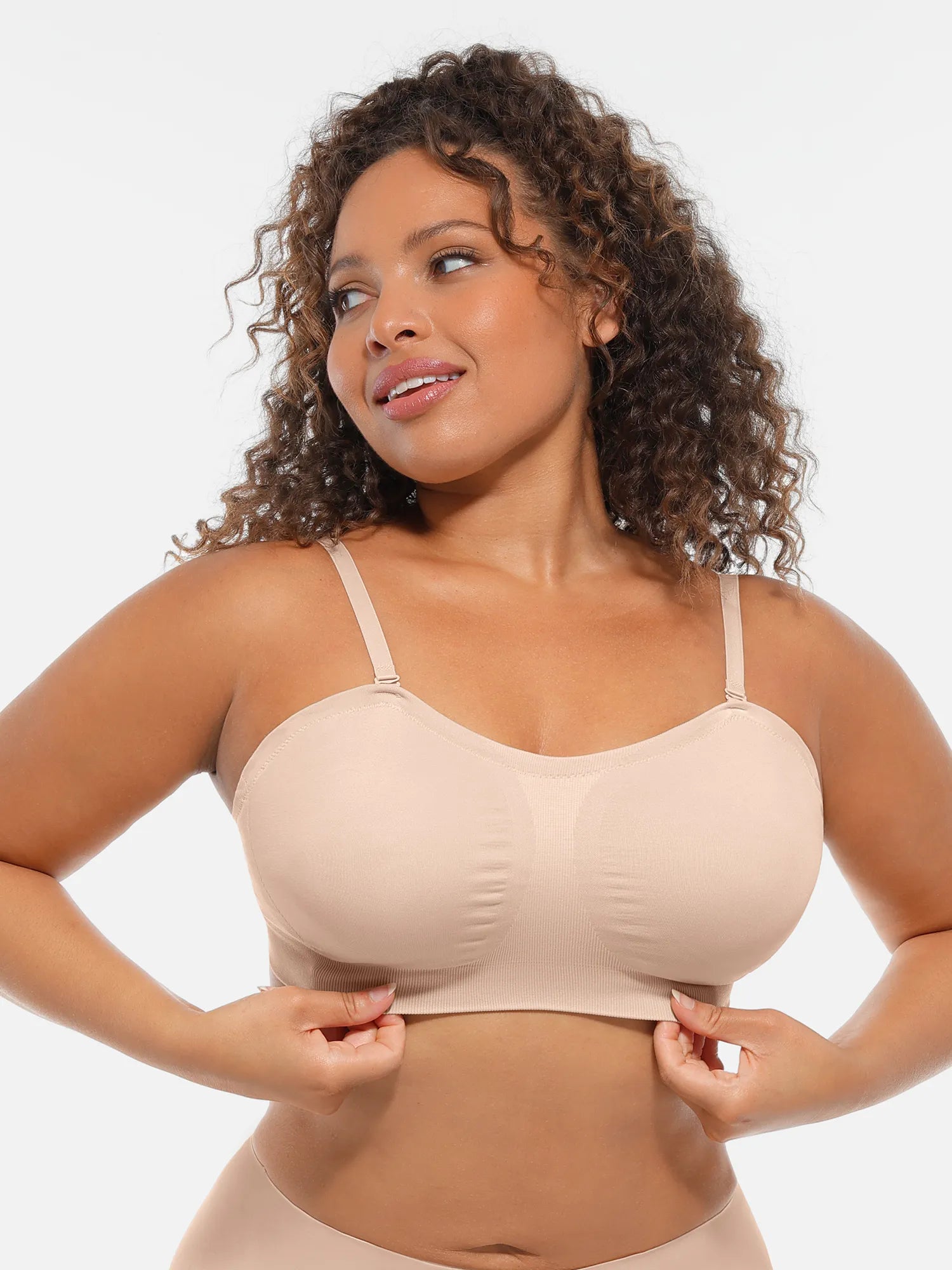 Feelingirl Seamless Strapless Anti-Slip Removable Pads Bra