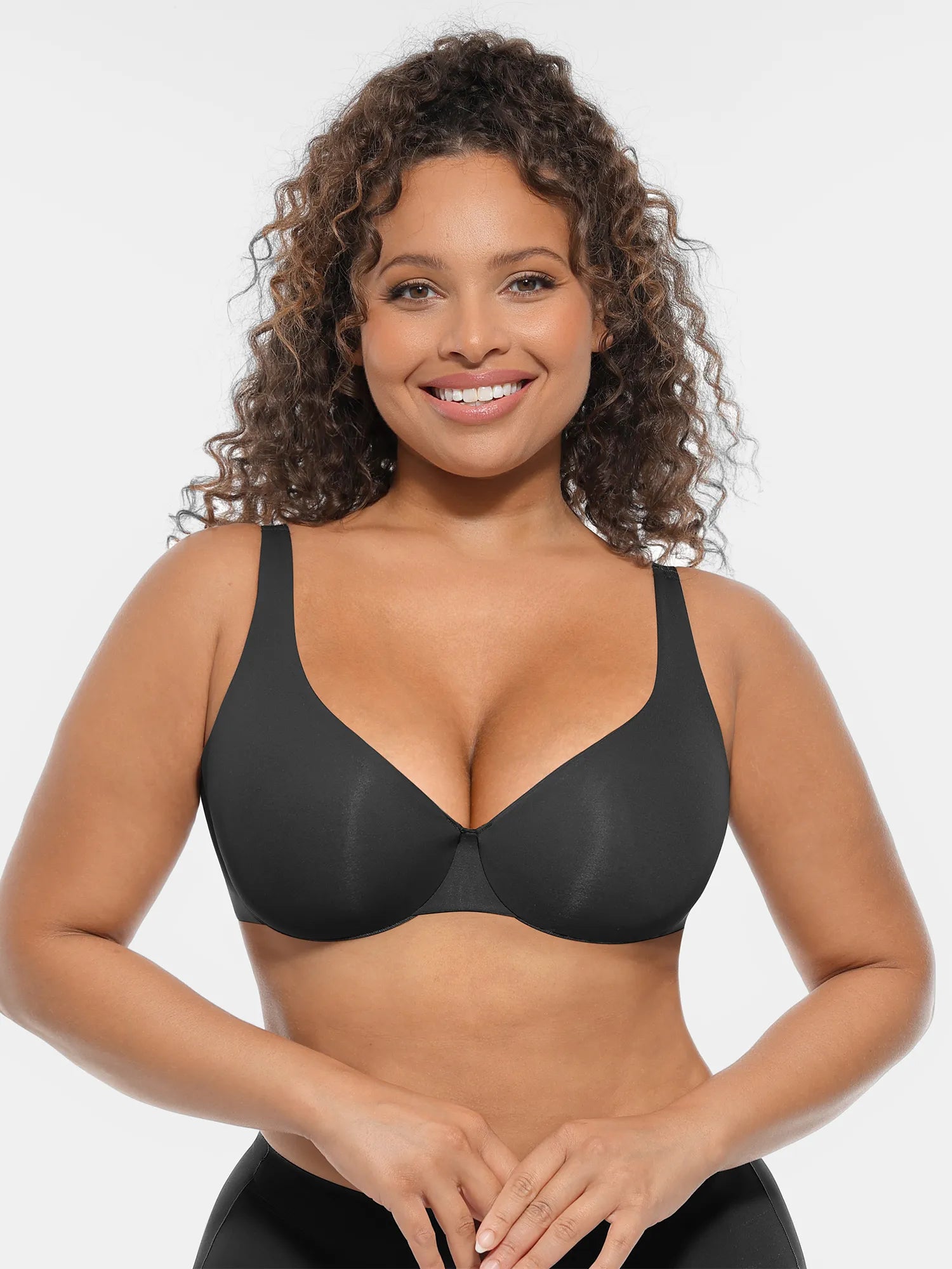 Feelingirl Unpadded Underwired Deep V-Neck Side Support Bra Bundle