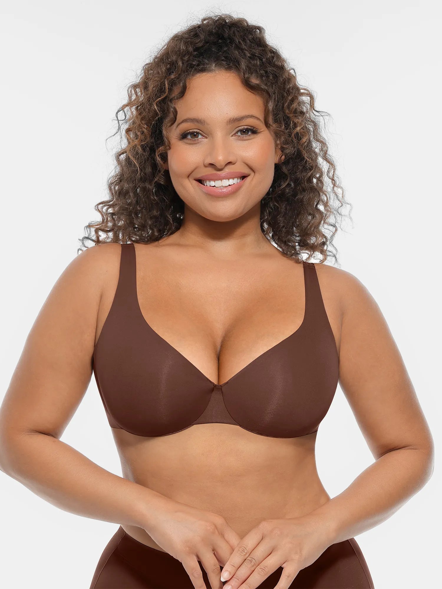Feelingirl Unpadded Underwired Deep V-Neck Side Support Bra Bundle