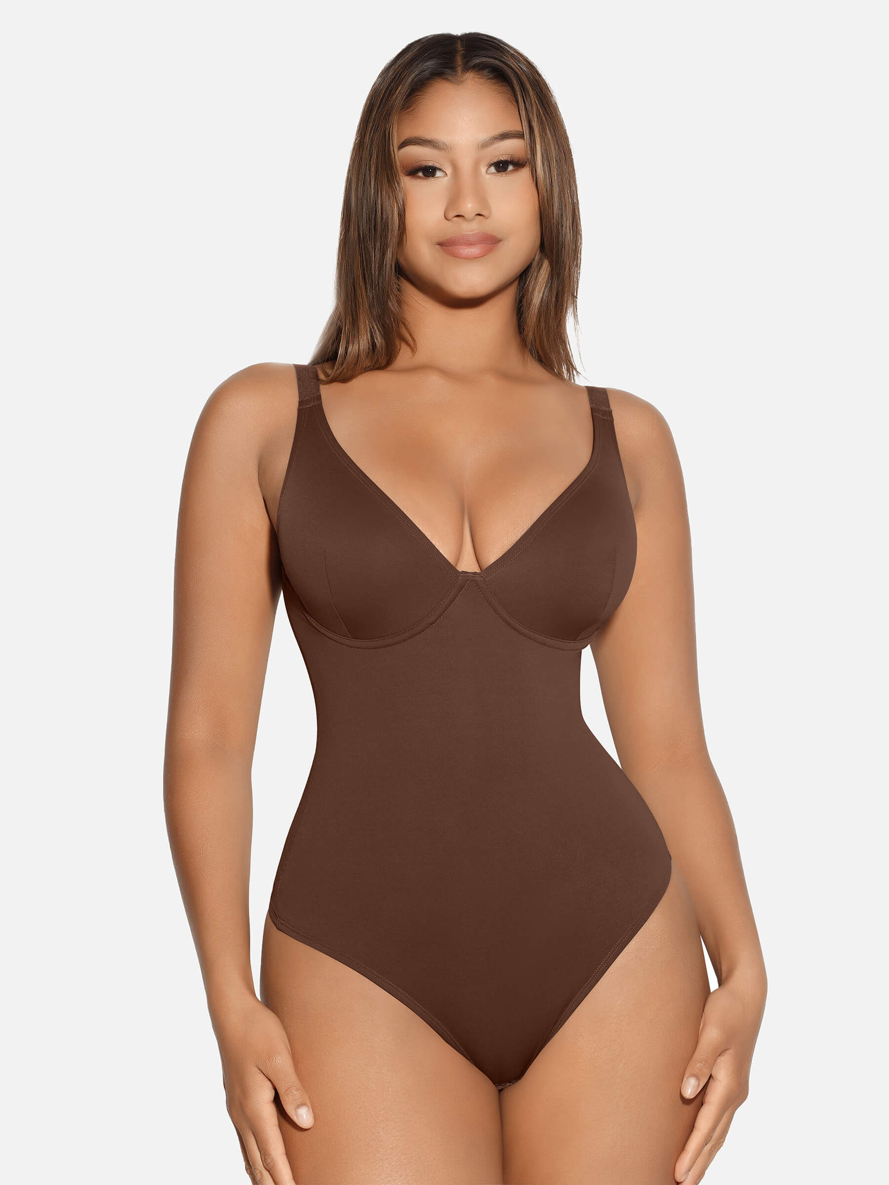 Feelingirl V Neck Tummy Control Shaping Bodysuit