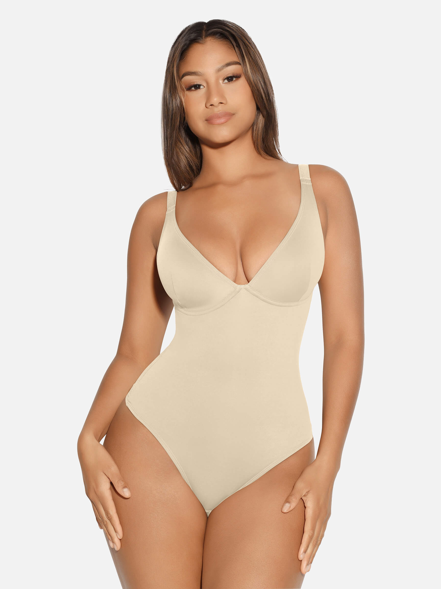 Feelingirl V Neck Tummy Control Shaping Bodysuit