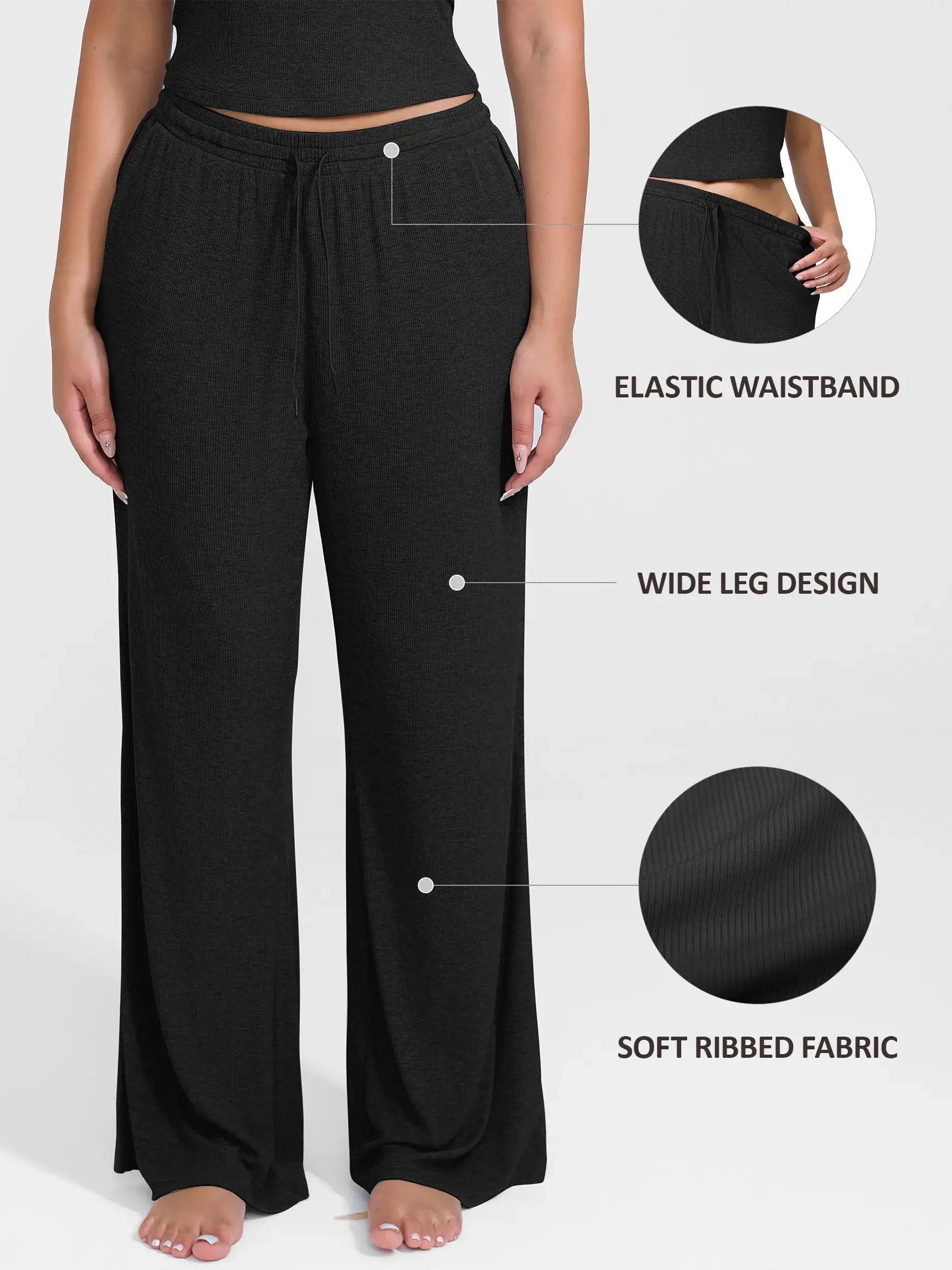 Feelingirl Breathable Ribbed Loungewear Pants