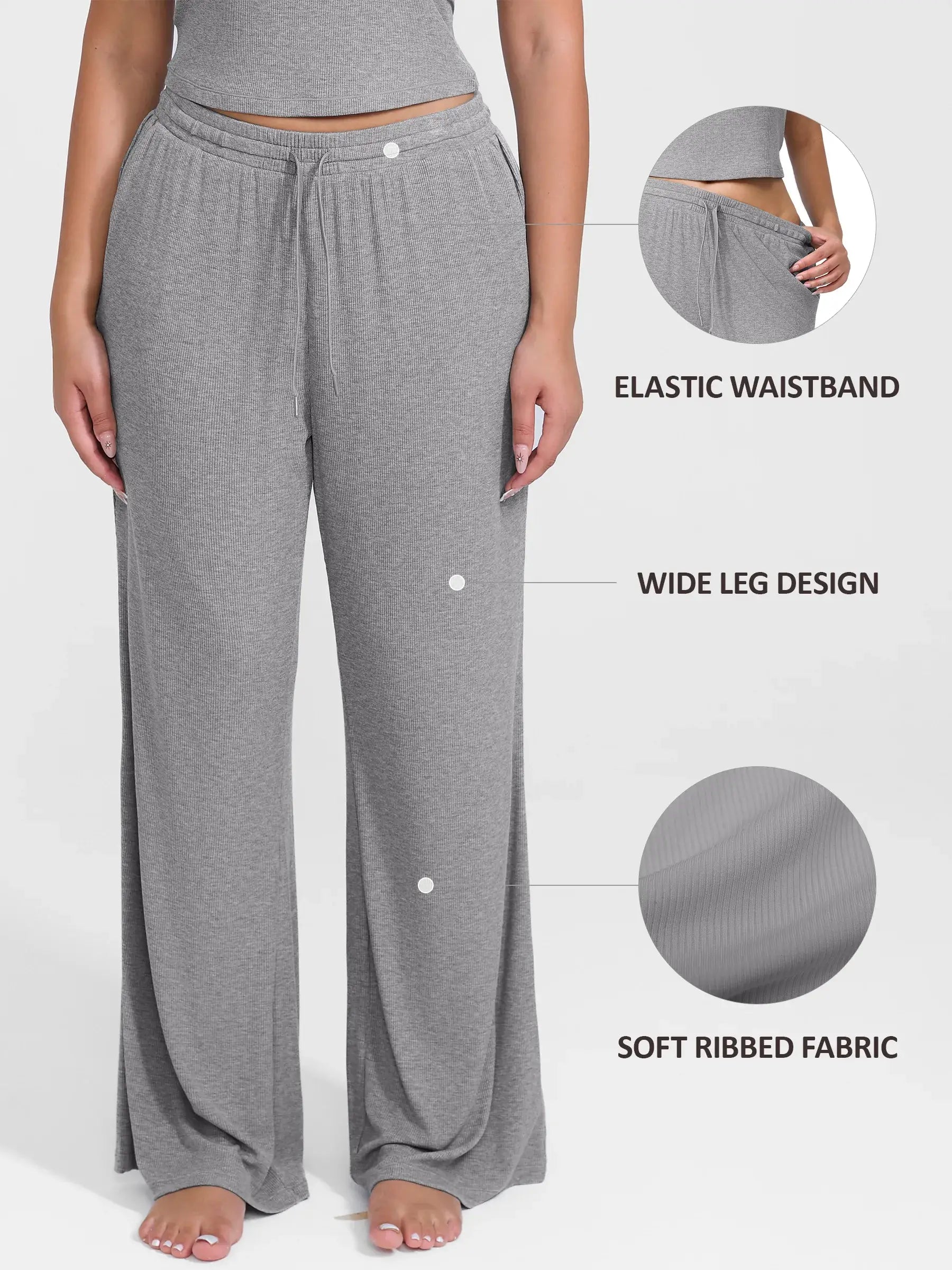 Feelingirl Breathable Ribbed Loungewear Pants