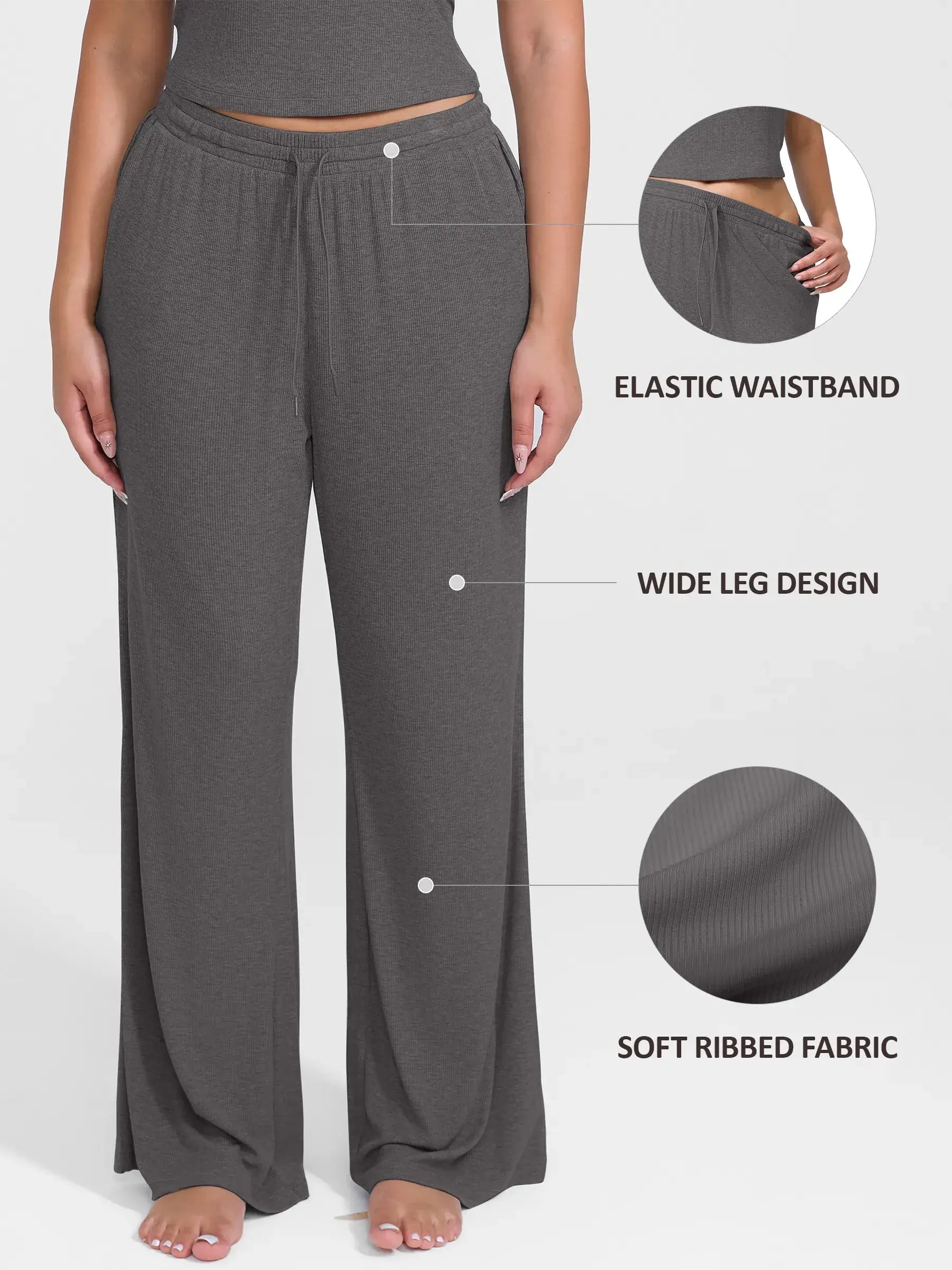 Feelingirl Breathable Ribbed Loungewear Pants