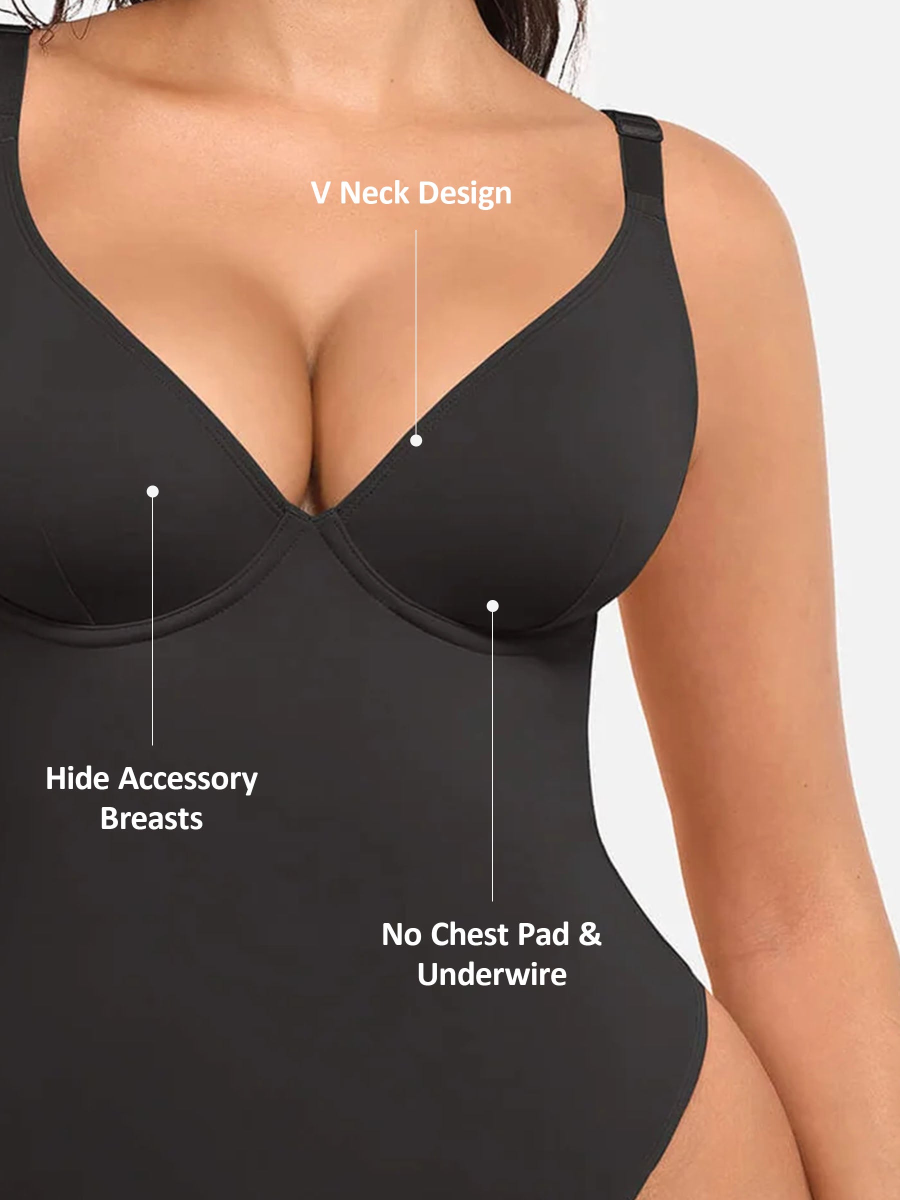 Feelingirl Deep V Neck Tummy Control Shapewear Bodysuit