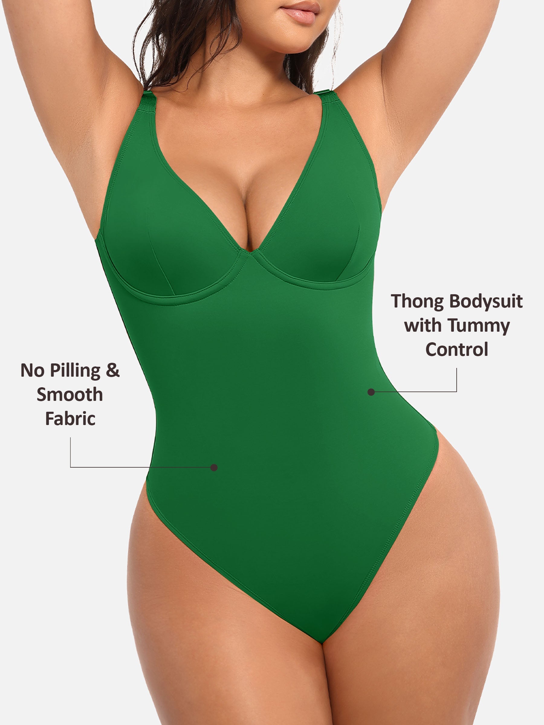 Feelingirl Deep V Neck Tummy Control Shapewear Bodysuit