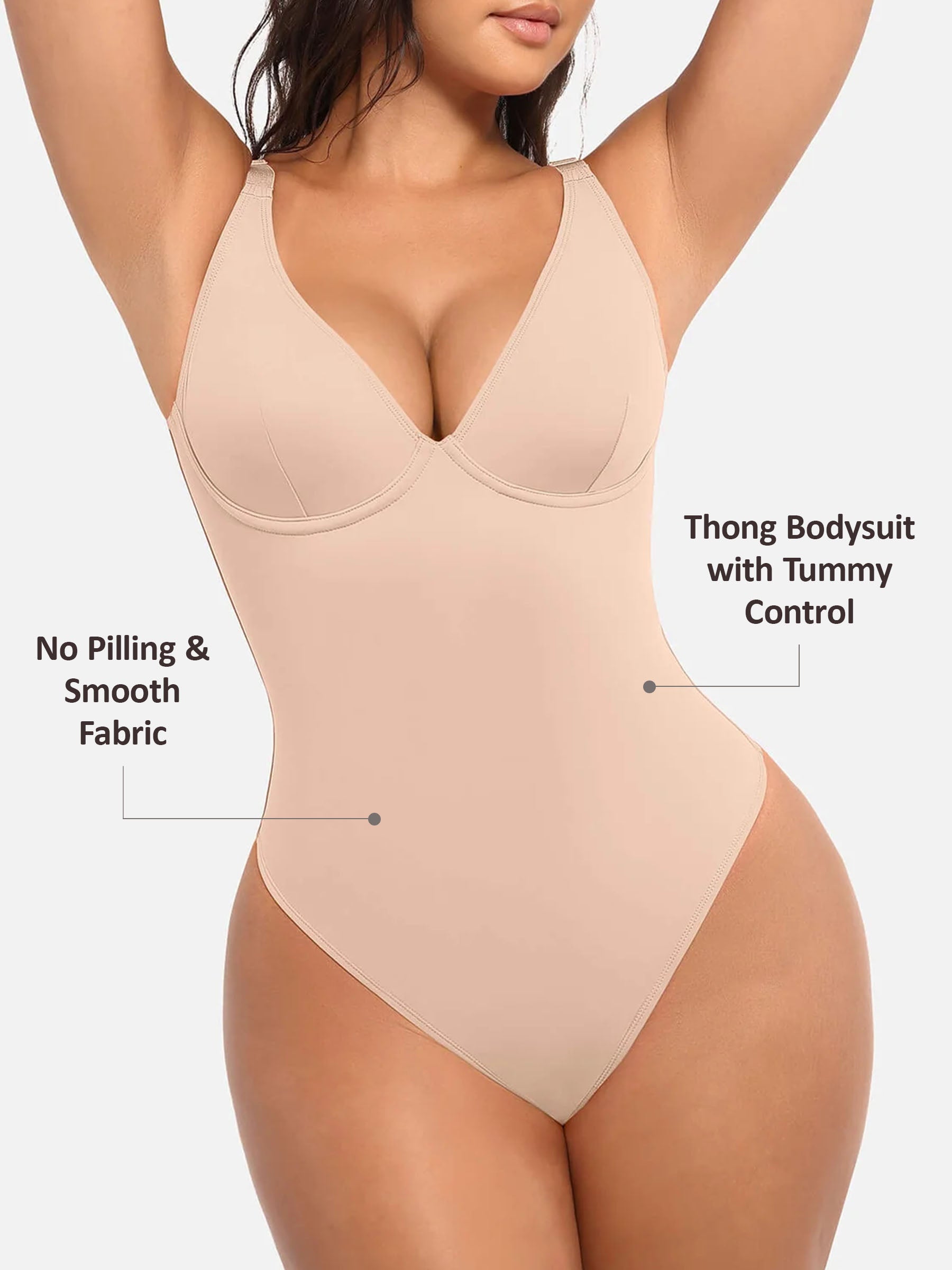 Divinegirl V Neck Tummy Control Bodysuit