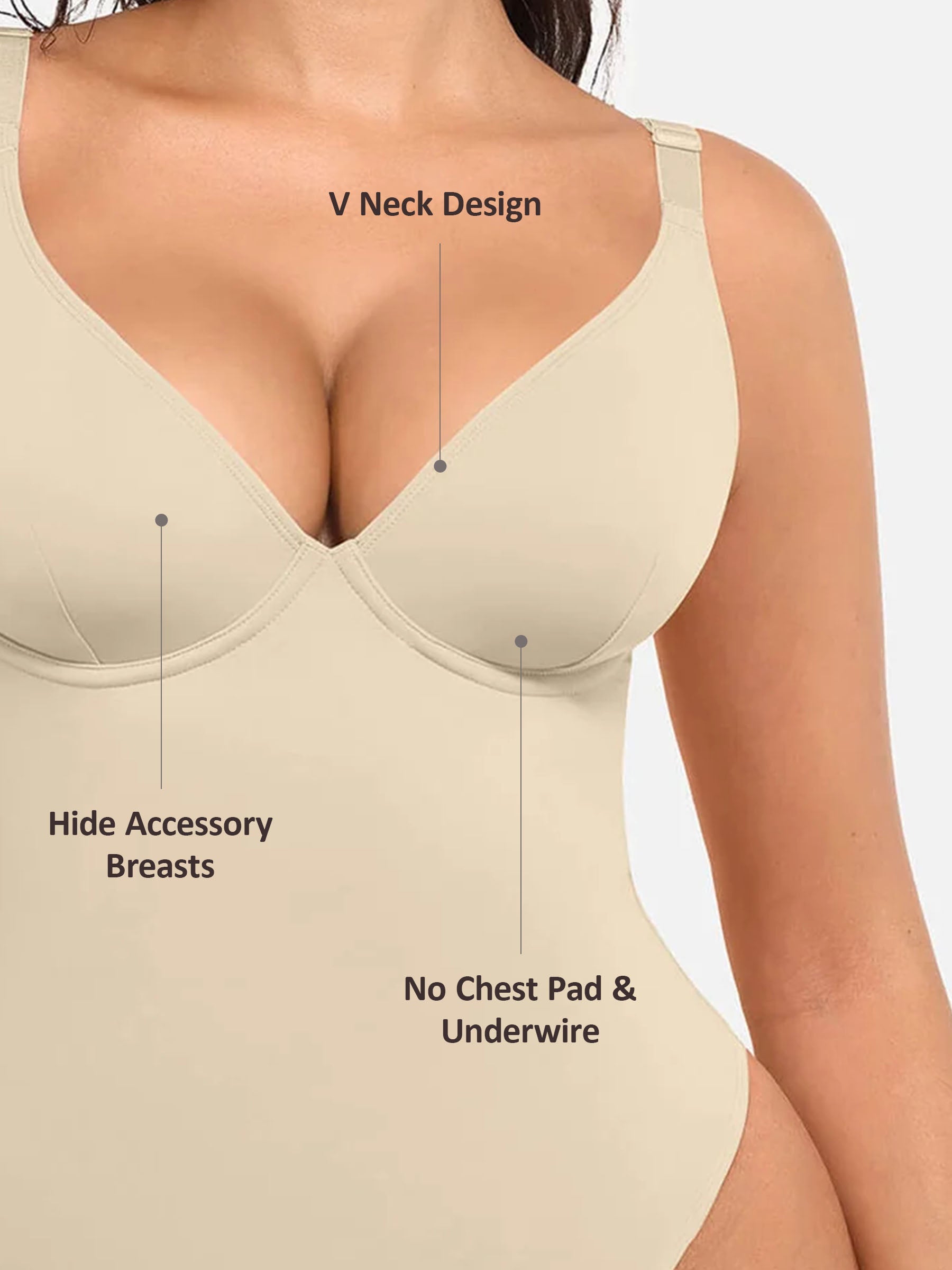 Divinegirl V Neck Tummy Control Bodysuit