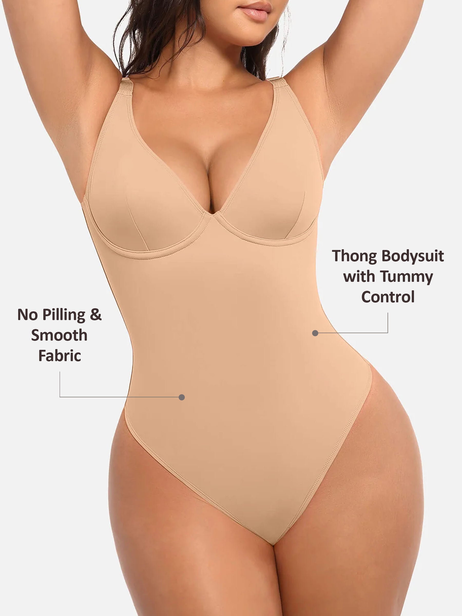 Divinegirl V Neck Tummy Control Bodysuit