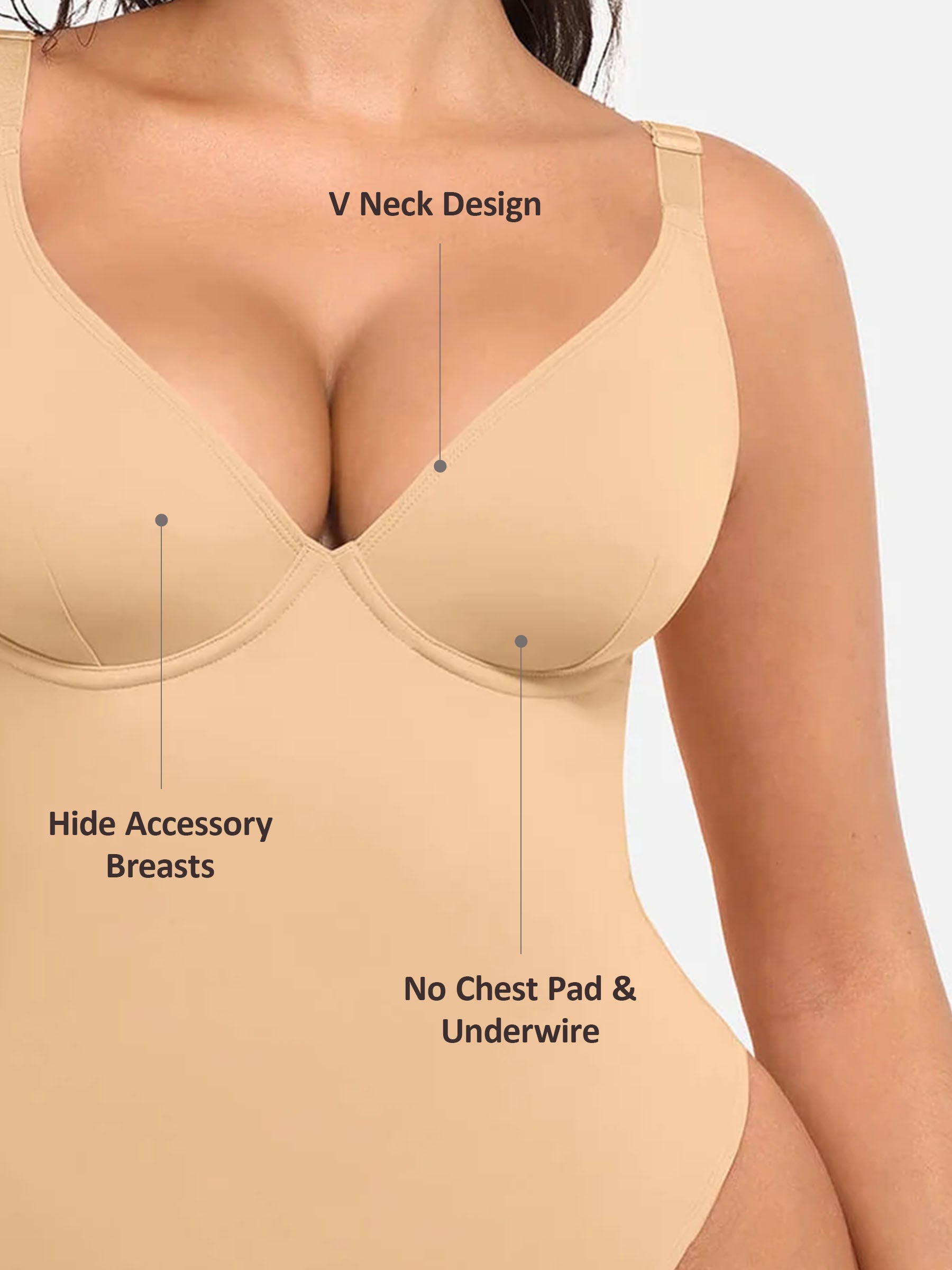 Feelingirl Deep V Neck Tummy Control Shapewear Bodysuit