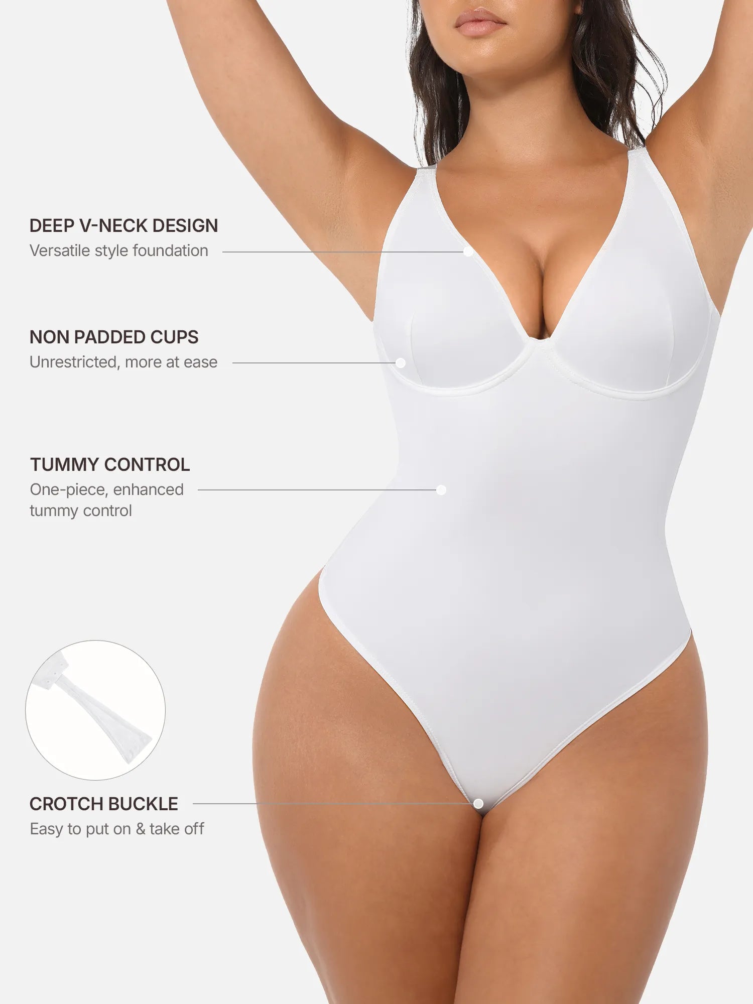 Feelingirl Deep V Neck Tummy Control Shapewear Bodysuit [BOGO]