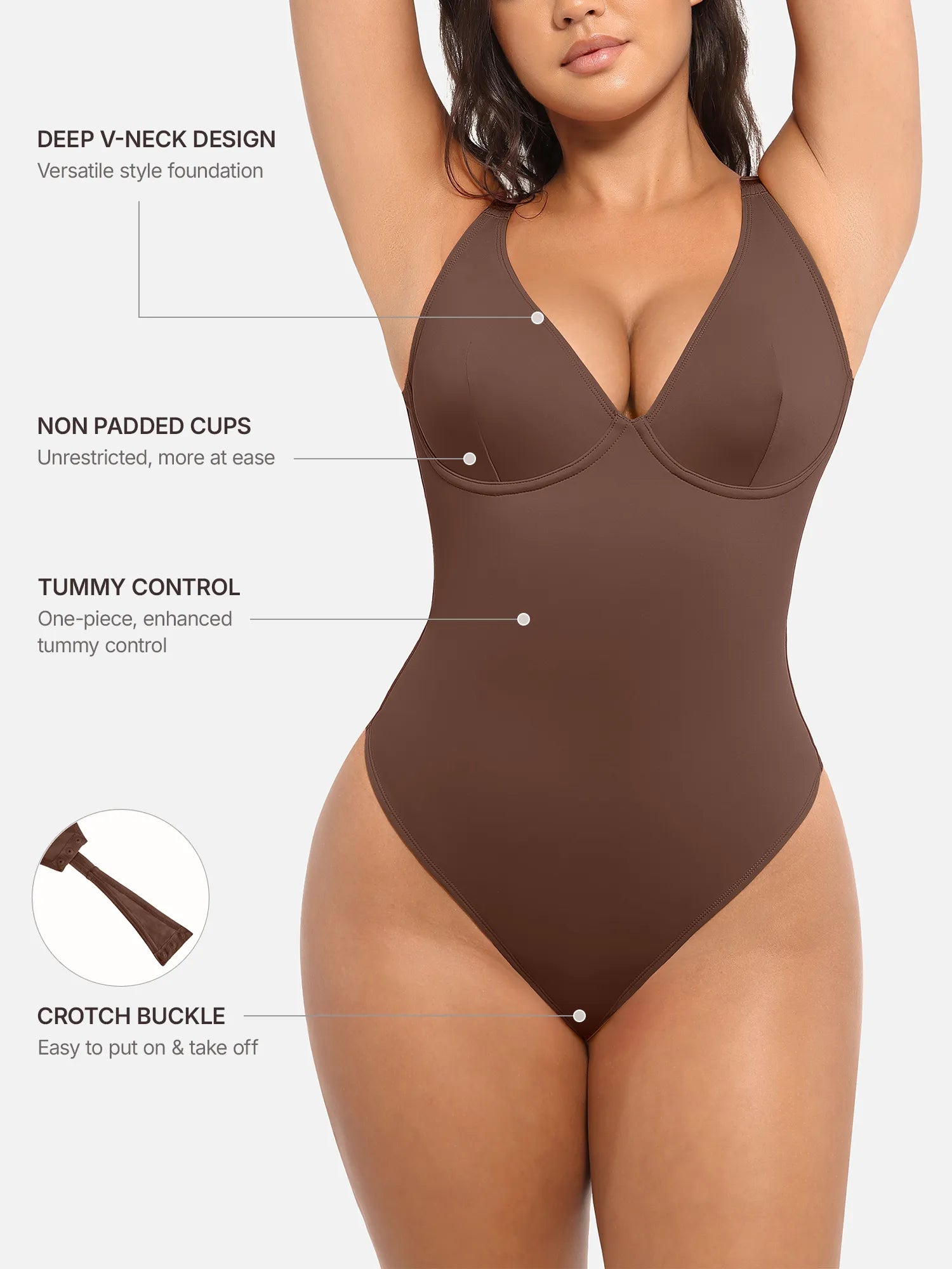 Feelingirl Deep V Neck Tummy Control Shapewear Bodysuit [BOGO]